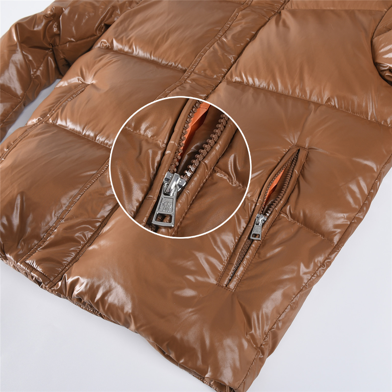 Parana new autumn/winter hooded puffer jacket with large logo, upgraded down jacket, unisex, brown.