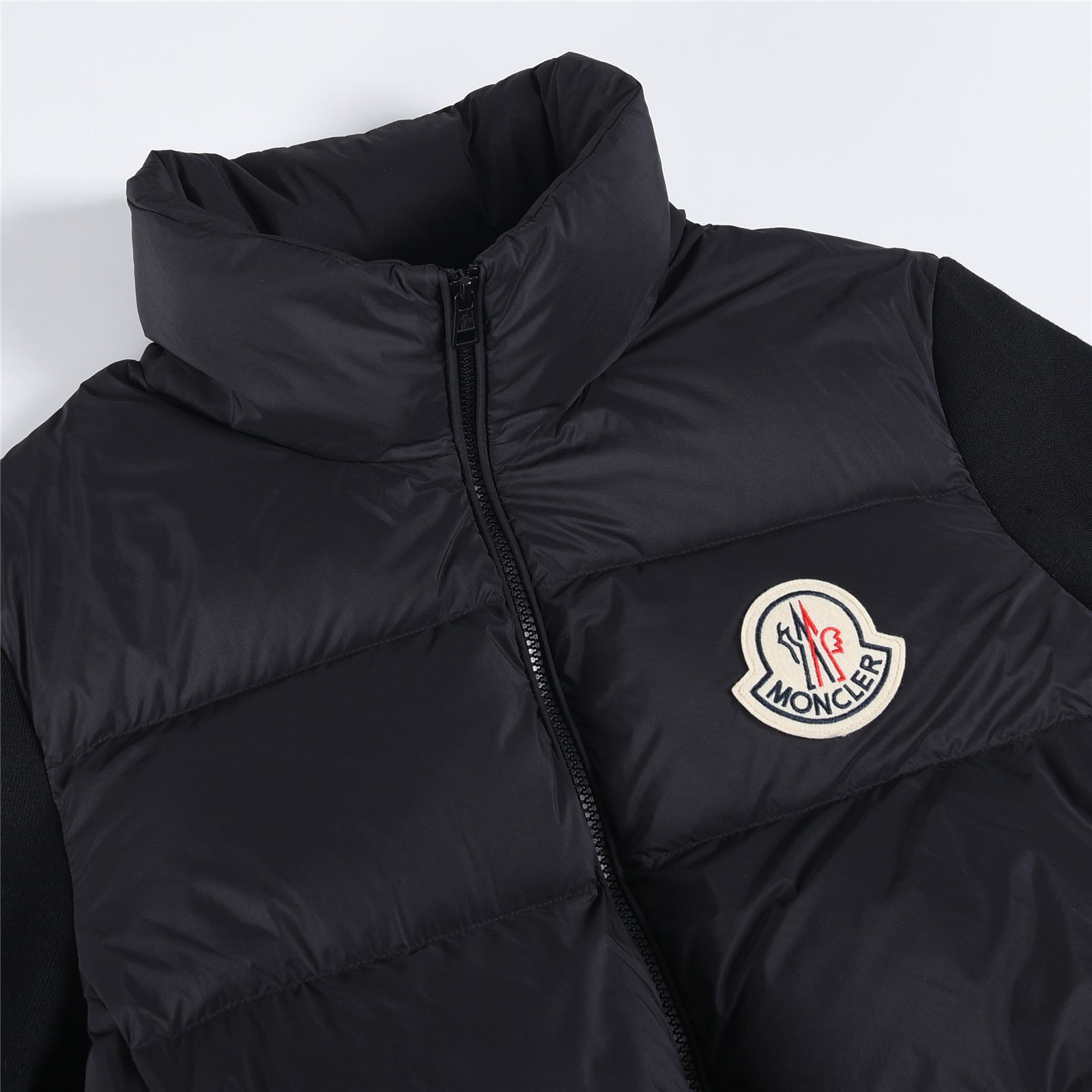 Padded Corduroy new autumn winter wool knit panel down jacket, thickened version black