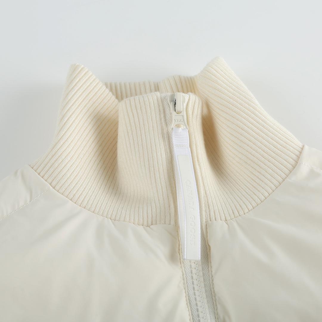 Canada Goose Women’s Wide-Stitch Knitted Down Jacket – White