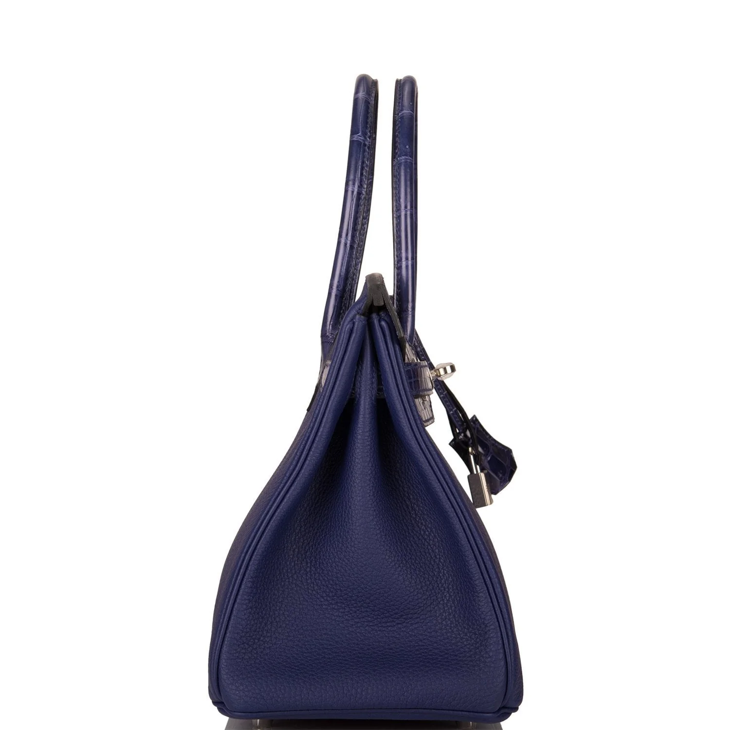 Hermes Bleu Encre Shiny Niloticus Crocodile/Togo Birkin Touch 30cm Palladium Hardware