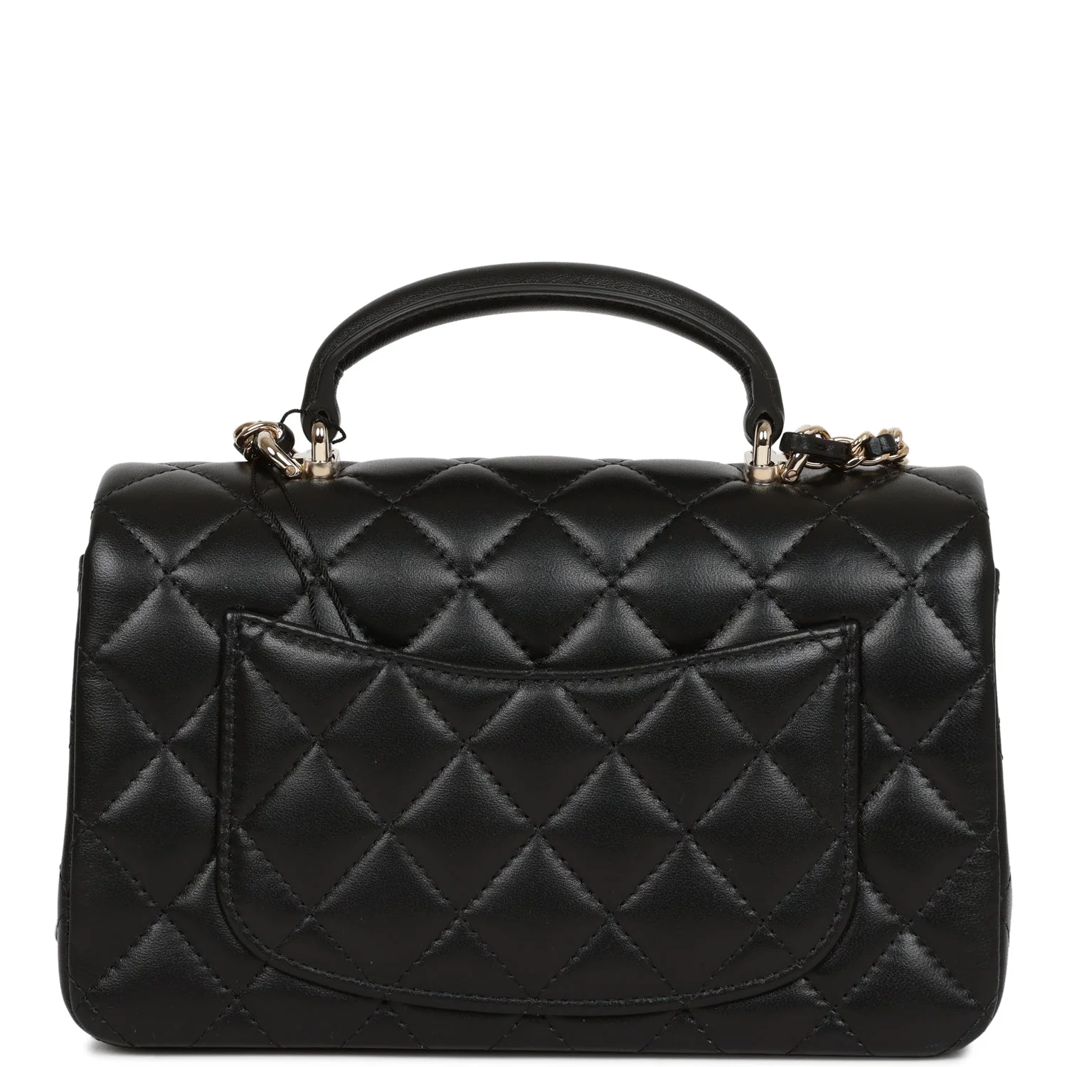 Chanel Mini Rectangular Flap Bag with Top Handle Black Lambskin Light Gold Hardware