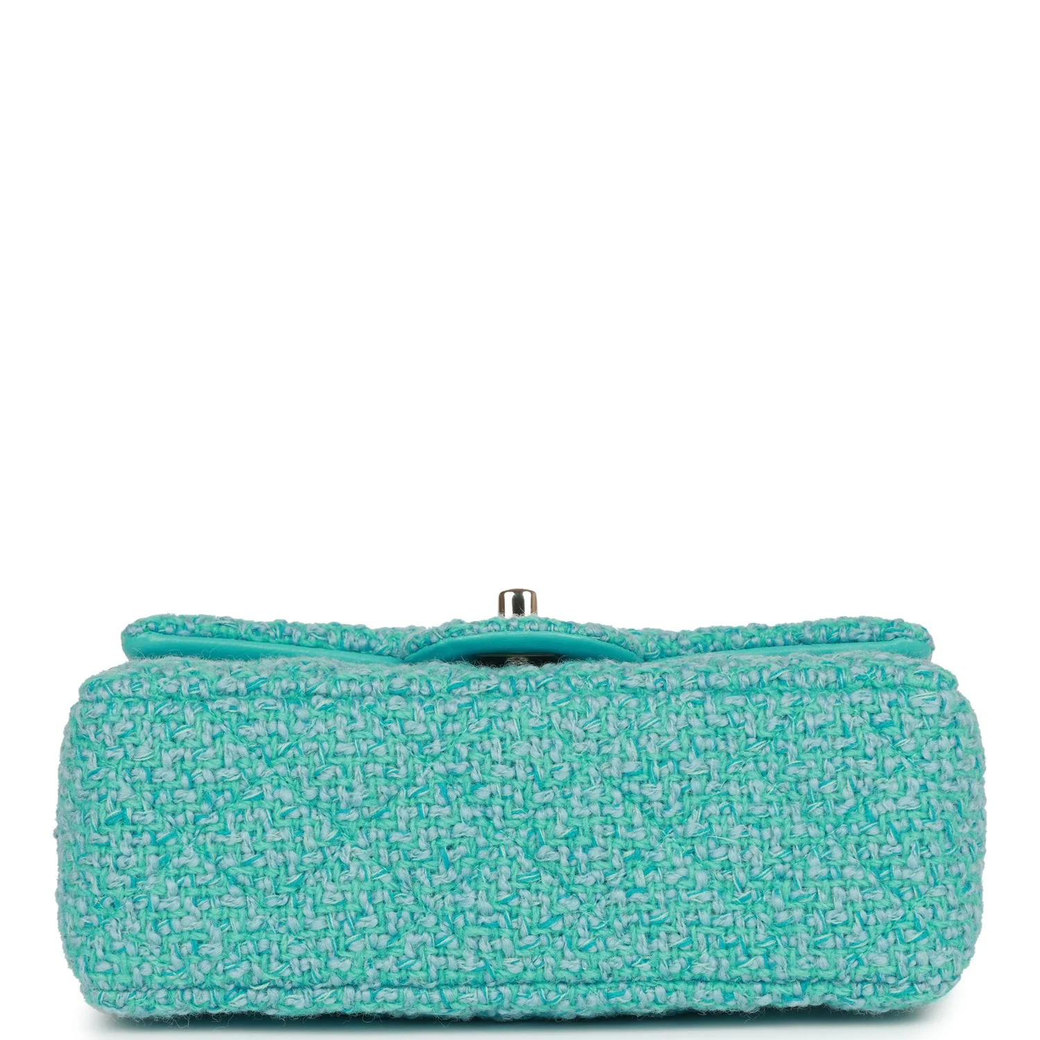 Chanel Mini Rectangular Flap Bag Blue Tweed Light Gold Hardware