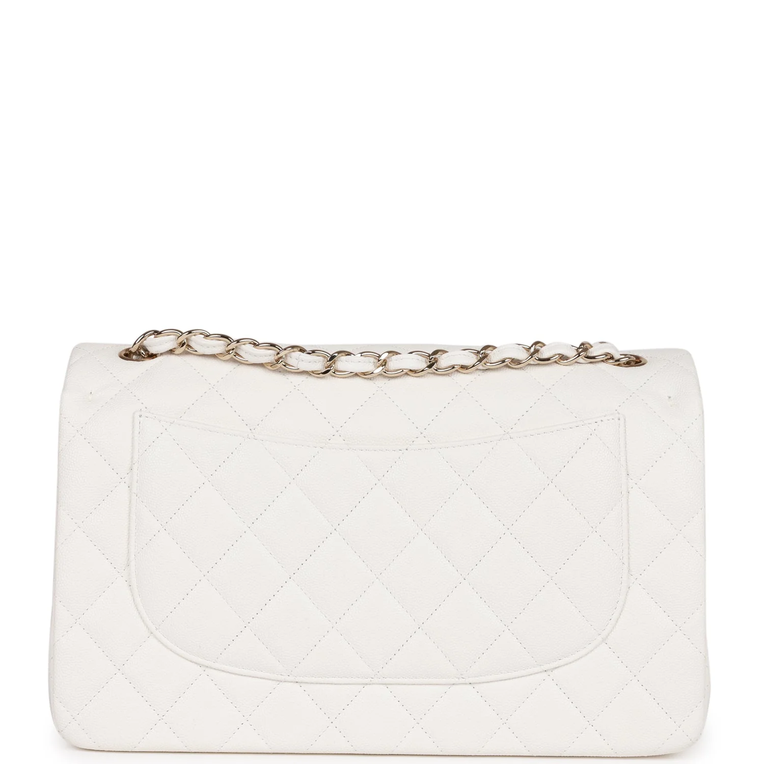 Chanel Jumbo Classic Double Flap Bag White Caviar Gold Hardware