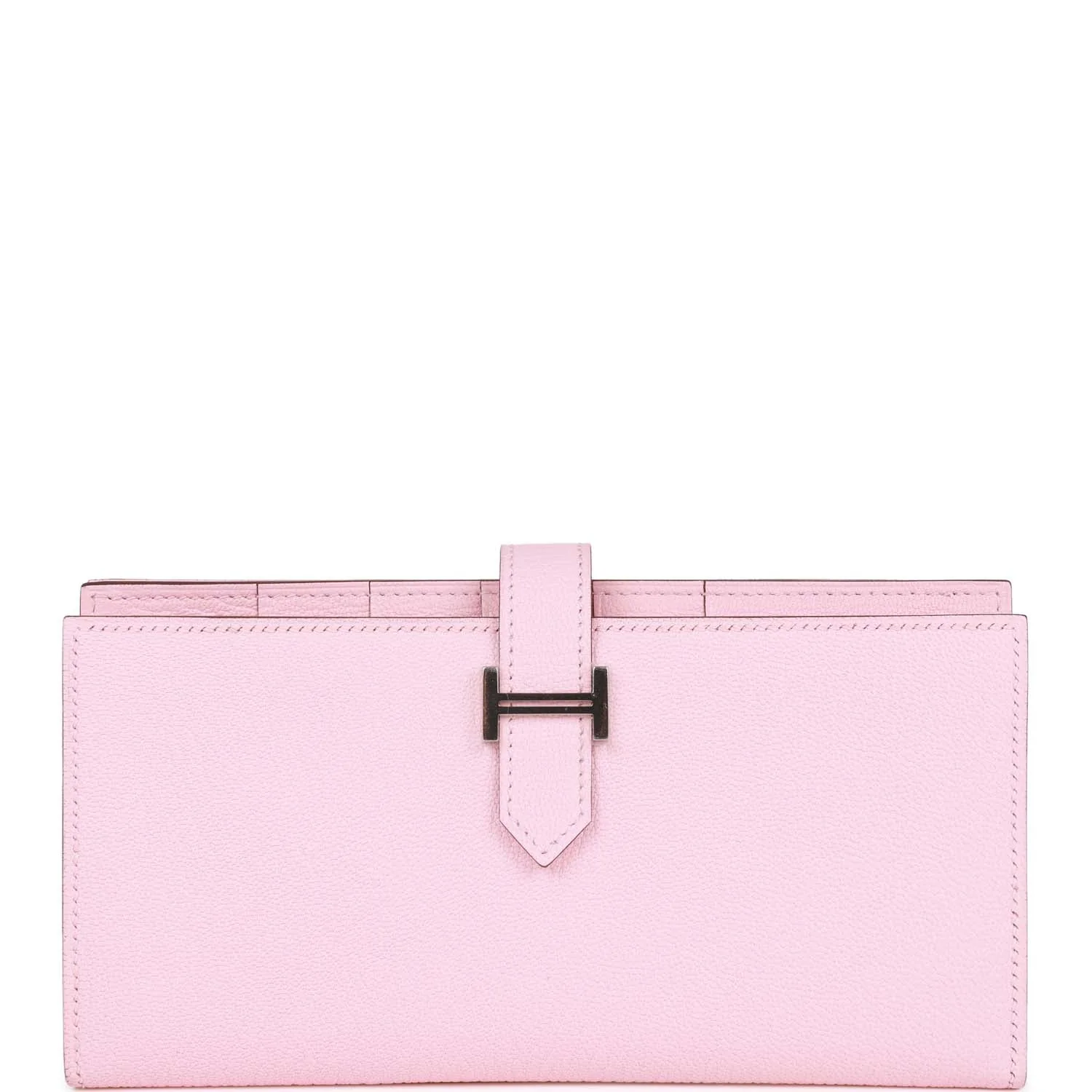 Hermes Bearn Gusset Wallet Rose Sakura Chevre Palladium Hardware