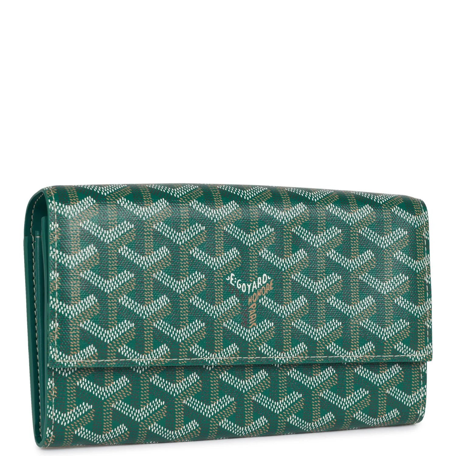 Goyard Goyardine Green Varenne Continental Wallet Bag Silver Hardware
