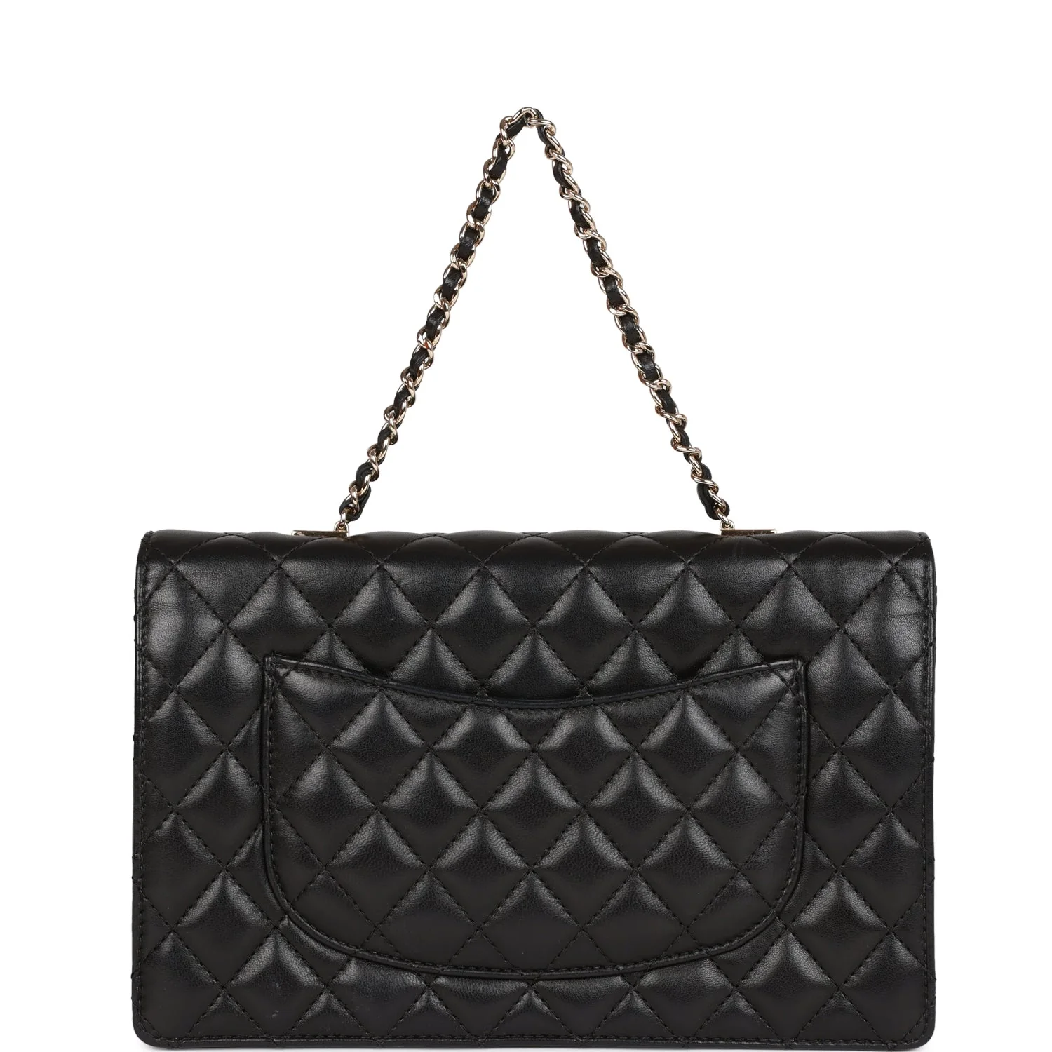 Pre-owned Chanel Fantasy Pearls Large Evening Flap Bag Black Lambskin Light Gold Hardware