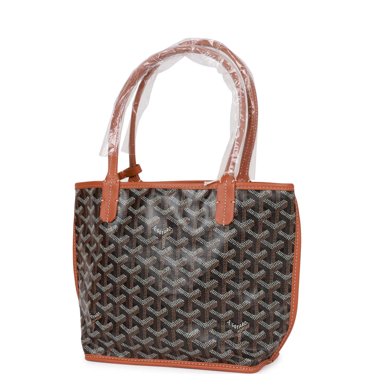 Goyard Goyardine Black and Brown Anjou Mini Reversible Tote Bag Palladium Hardware