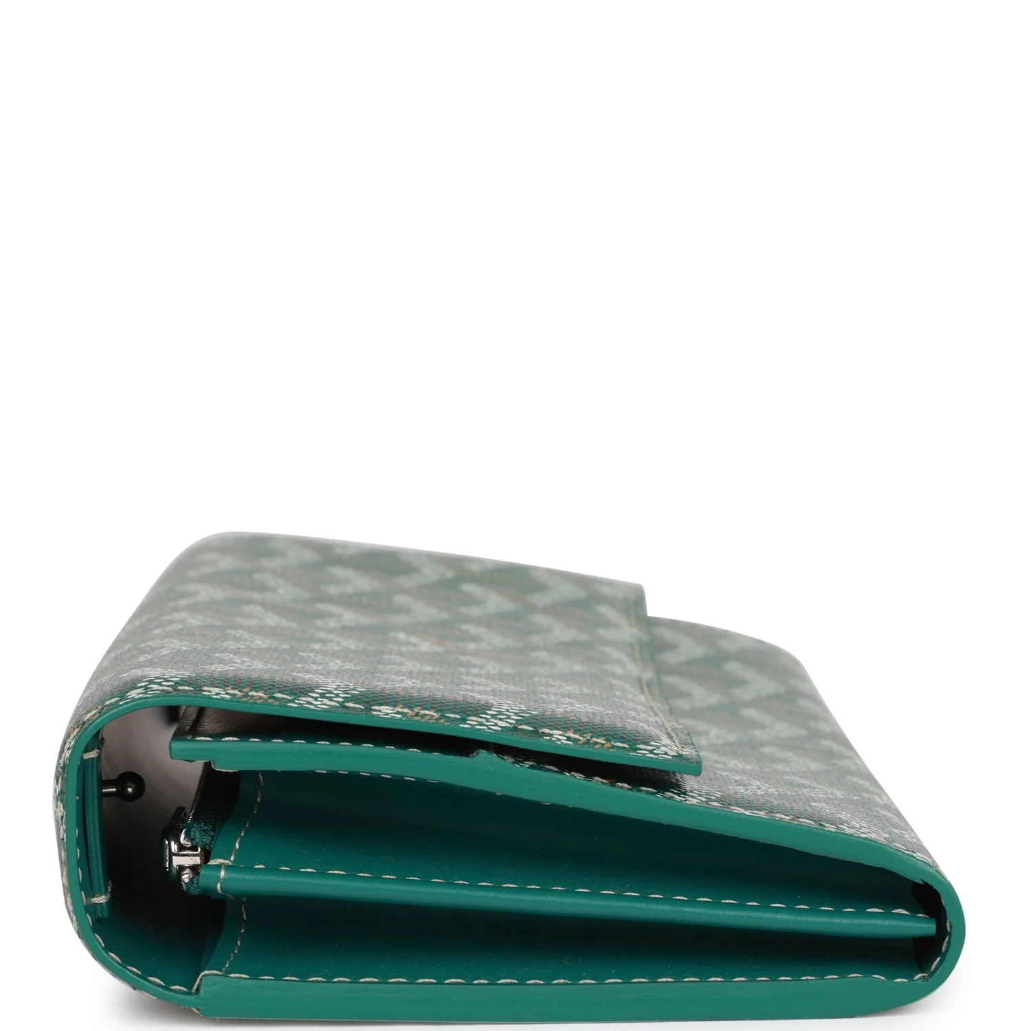 Goyard Goyardine Green Varenne Continental Wallet Bag Silver Hardware
