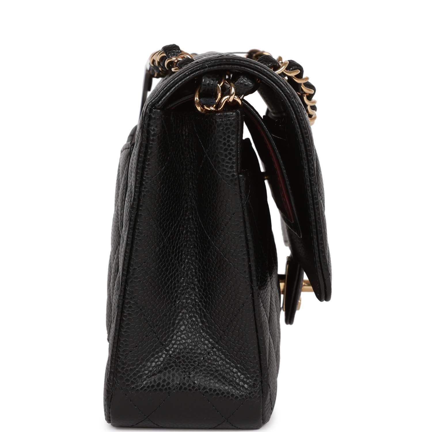 Chanel Medium Classic Double Flap Bag Black Quilted Caviar Gold Hardware