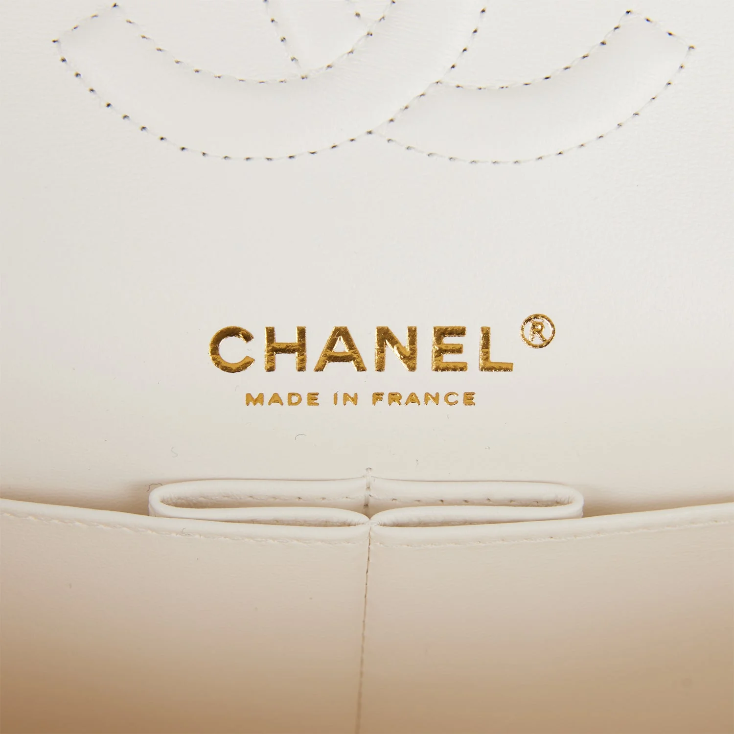 Chanel Medium Classic Double Flap Bag White Quilted Caviar Light Gold Hardware