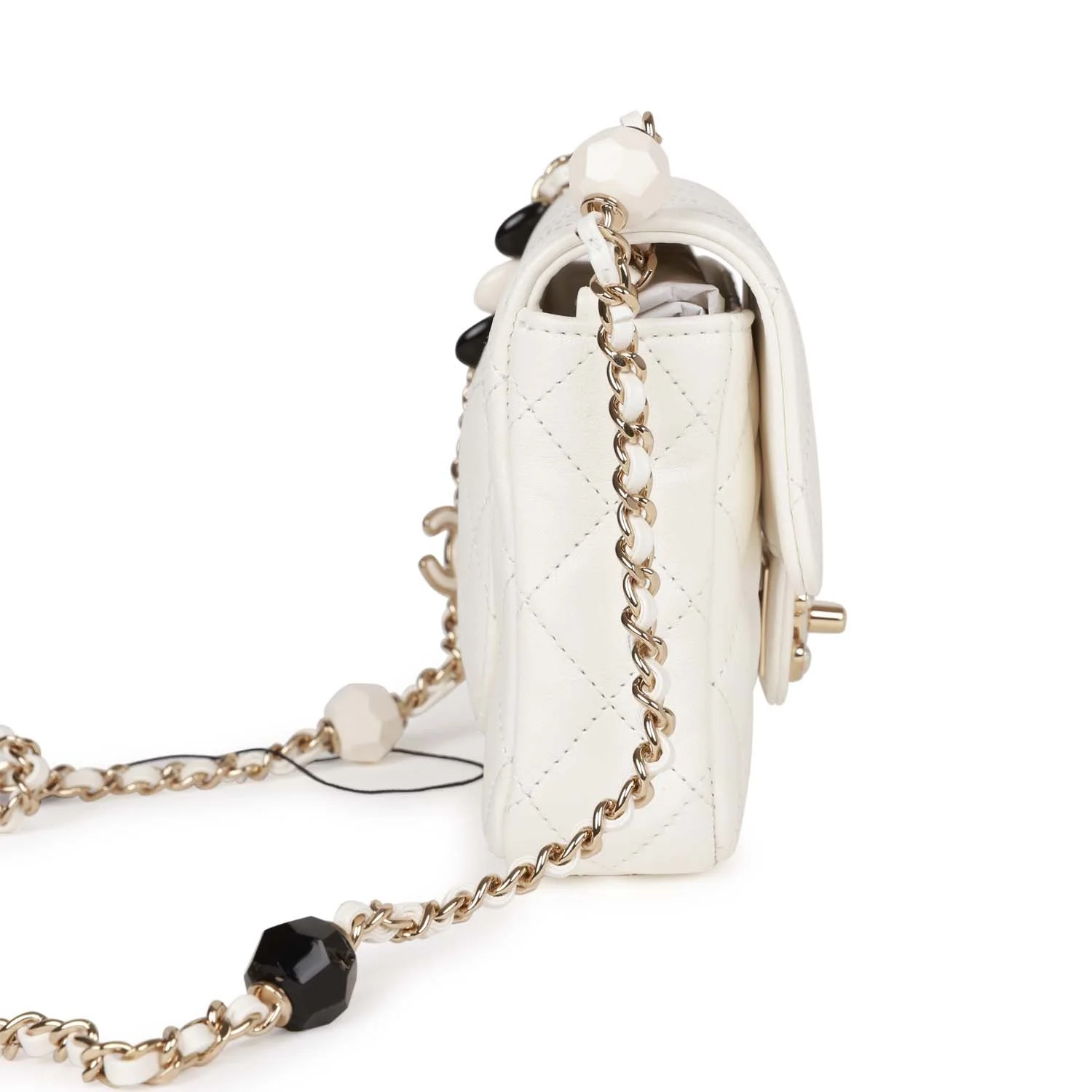 Chanel Sweet Mini Square Flap Bag White Lambskin Light Gold Hardware