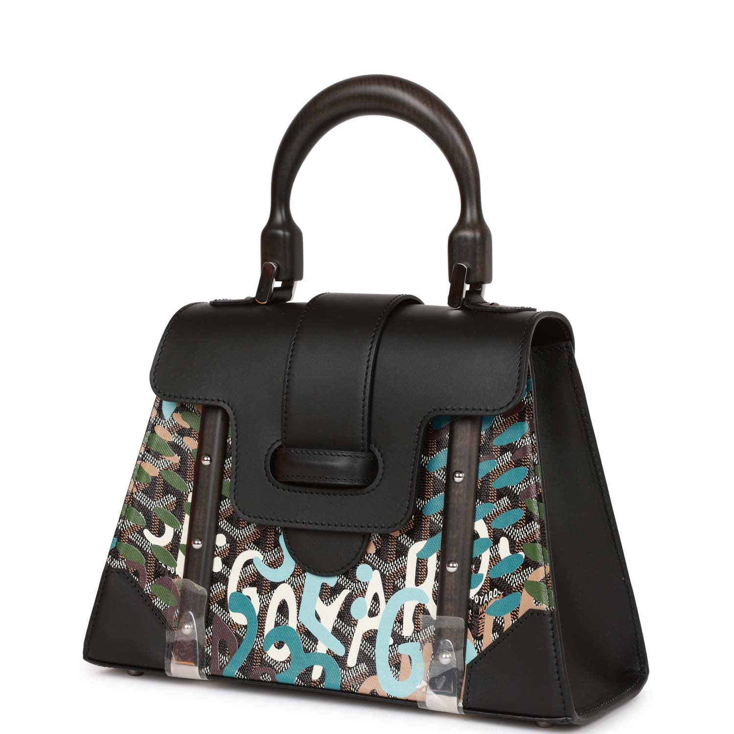 Goyard Saigon Structure PM Bag Lettres Camouflage Blue Motif Palladium Hardware