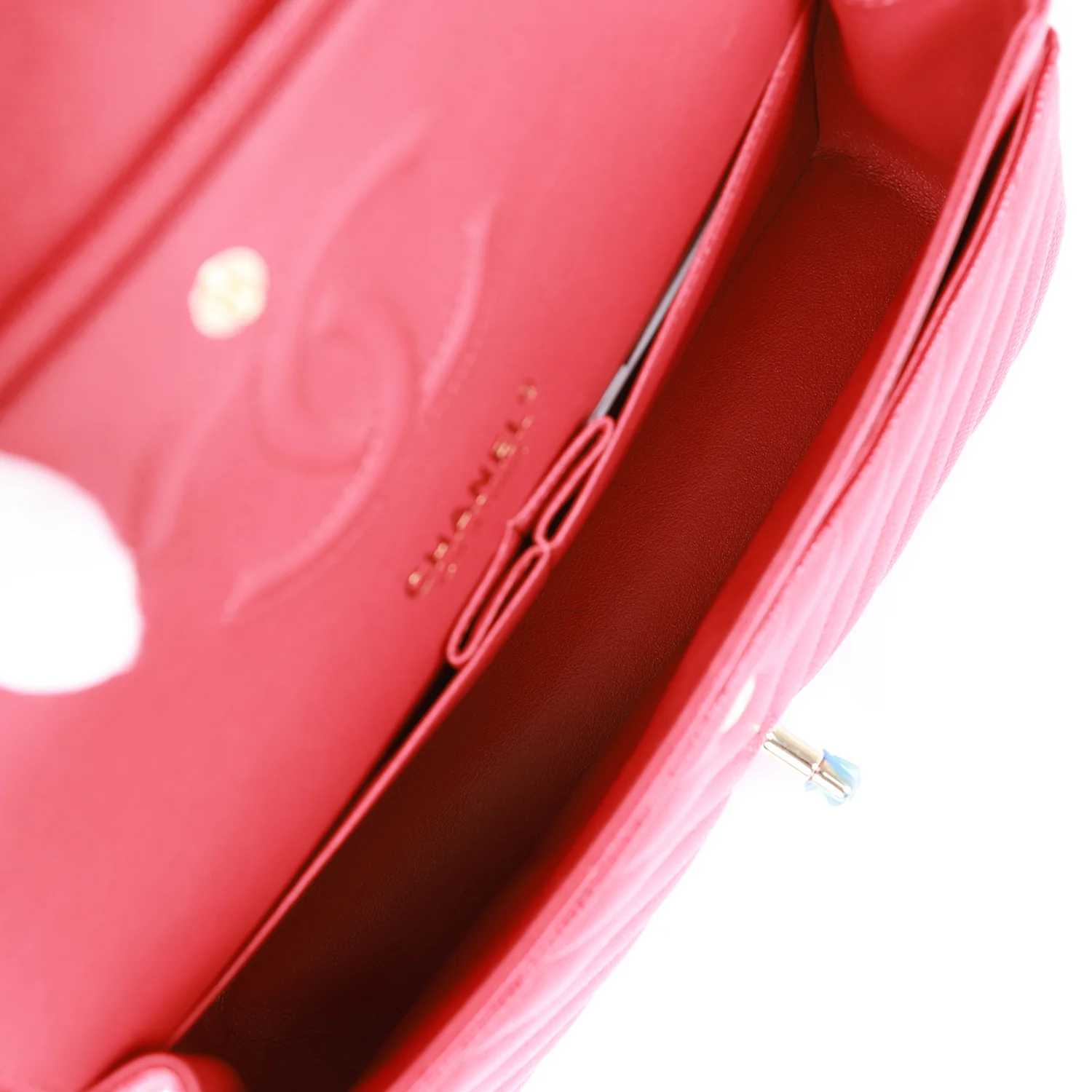 Chanel Medium Classic Double Flap Bag Red Chevron Caviar Light Gold Hardware