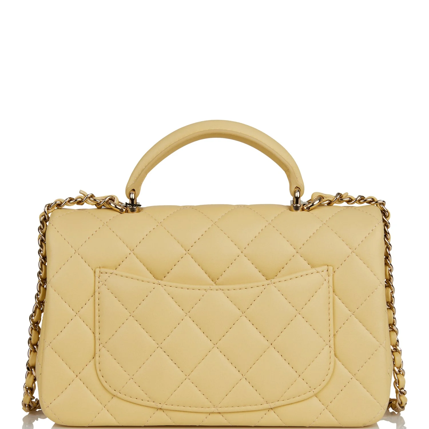 Chanel Mini Rectangular Flap with Top Handle Yellow Lambskin Light Gold Hardware
