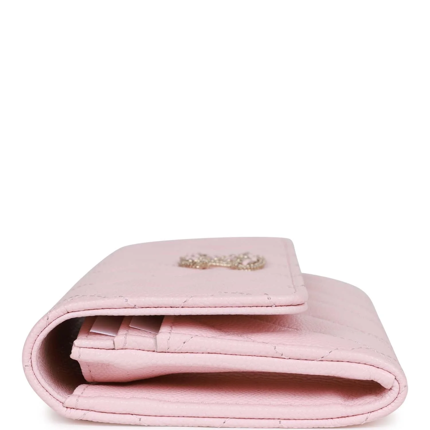 Chanel CC Large Gusset Flap Wallet Pink Caviar Light Gold Hardware