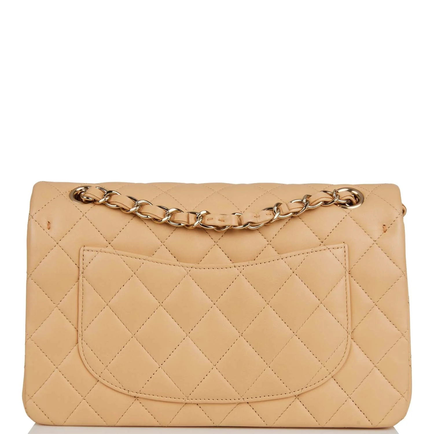 Chanel Small Classic Double Flap Beige Quilted Lambskin Light Gold Hardware