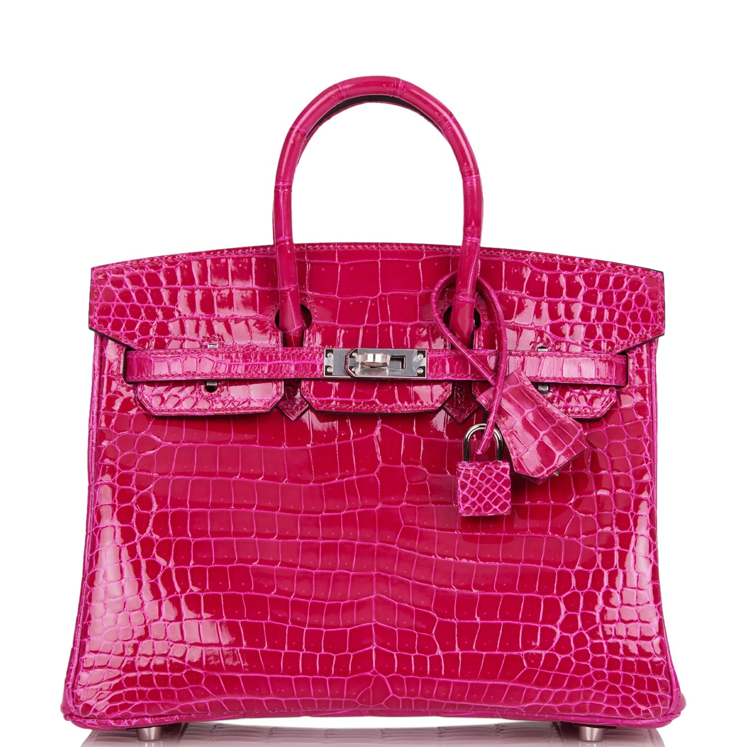Hermes Birkin 25 Rose Mexico Shiny Porosus Crocodile Palladium Hardware
