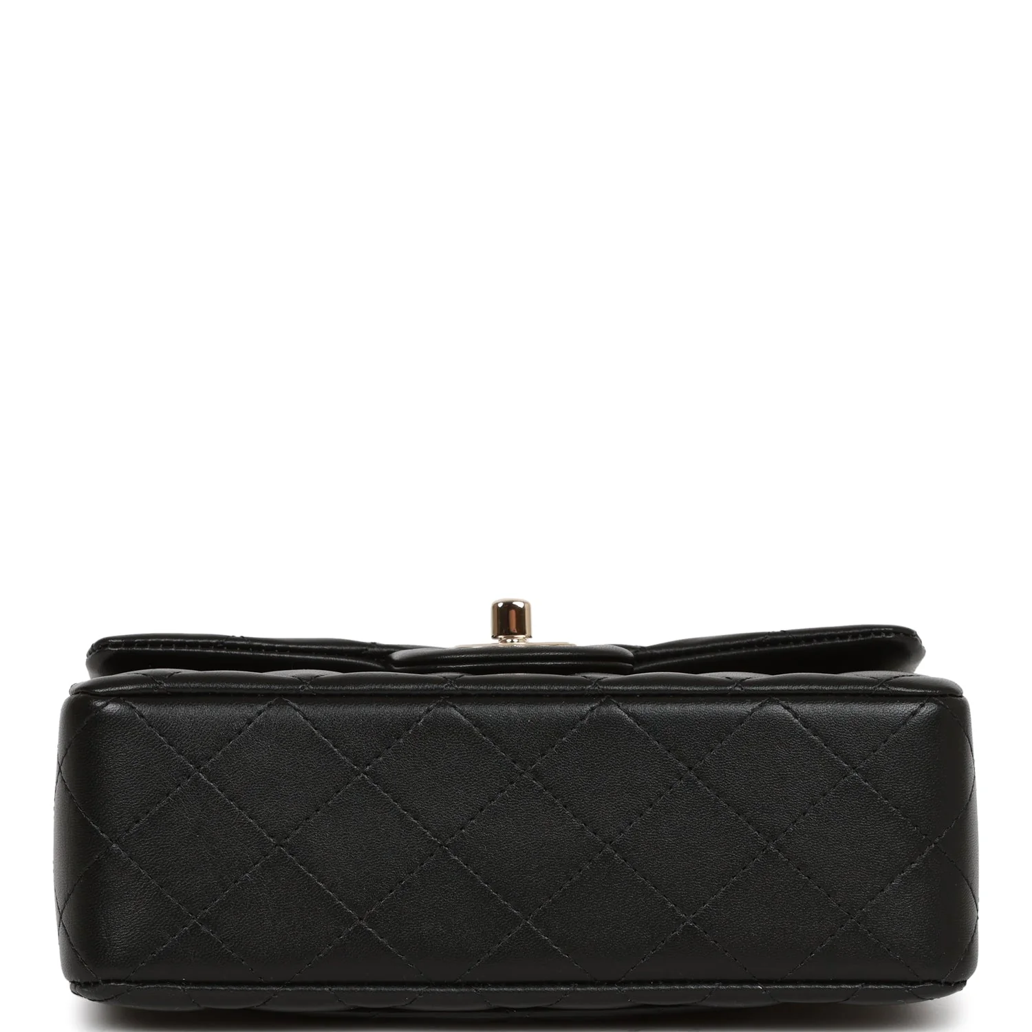 Chanel Mini Rectangular Flap Bag with Top Handle Black Lambskin Light Gold Hardware