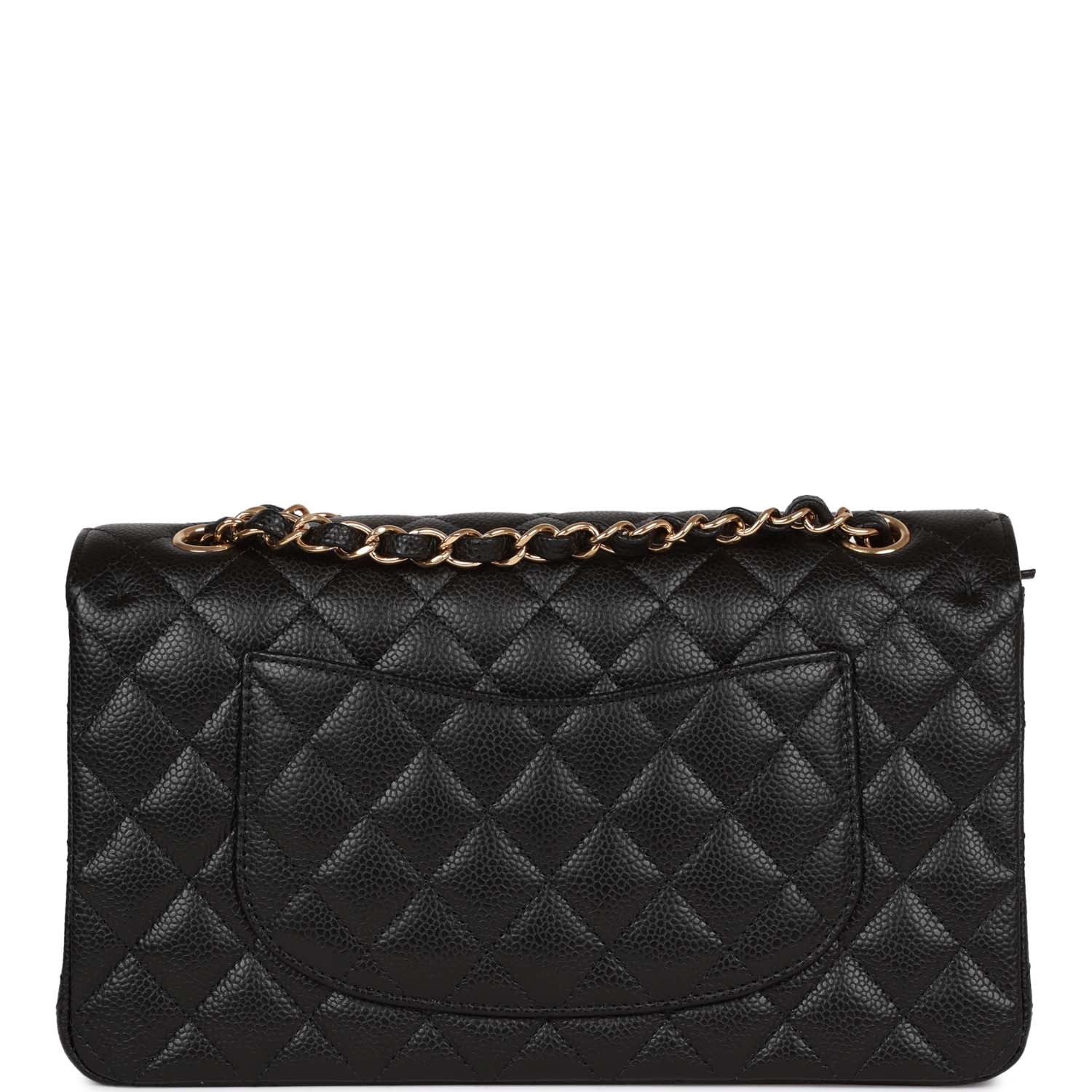 Chanel Medium Classic Double Flap Bag Black Quilted Caviar Gold Hardware