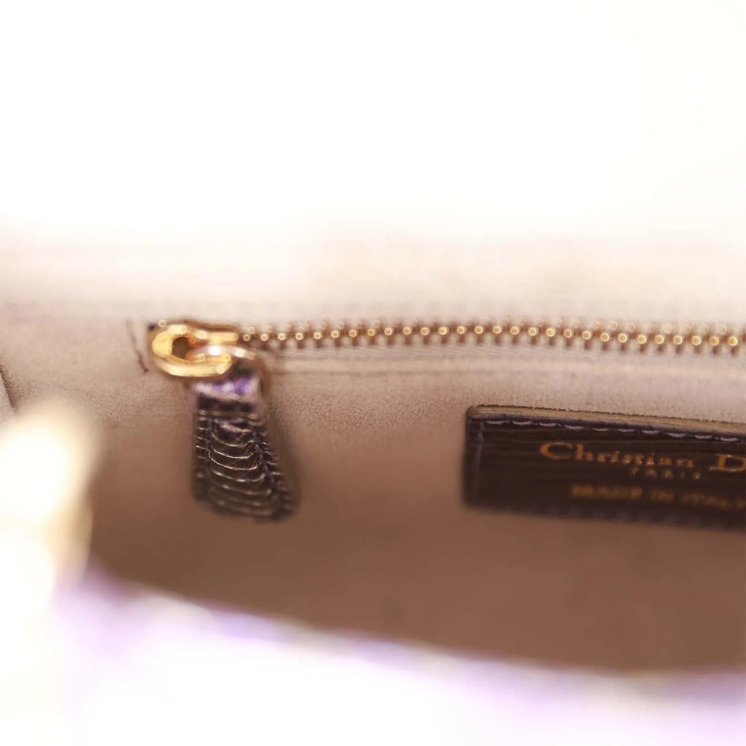 Christian Dior Mini Lady Dior Purple Iridescent Salvator Lizard Light Gold Hardware