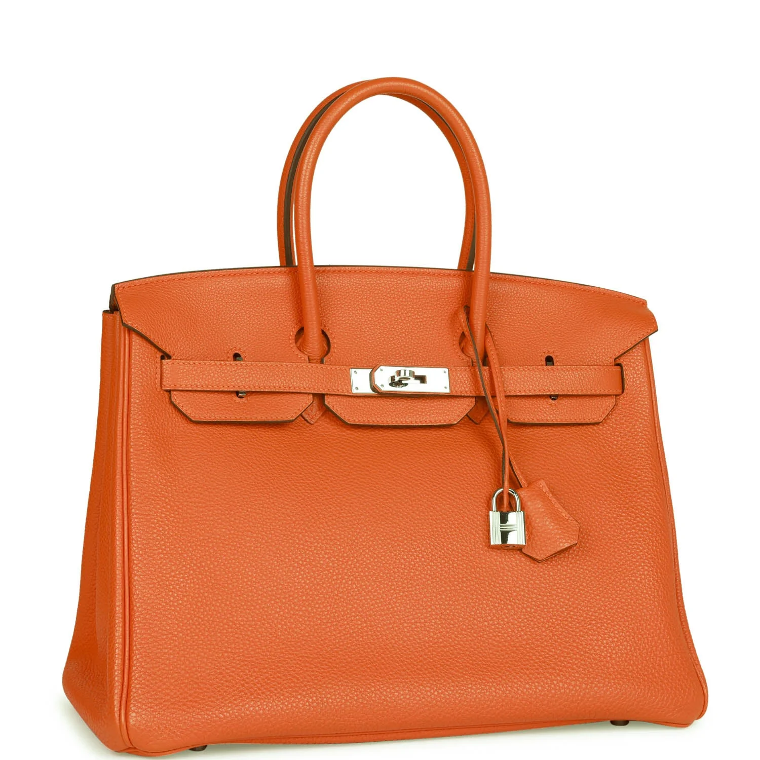 Pre-owned Hermes Birkin 35 Orange H Clemence Palladium Hardware