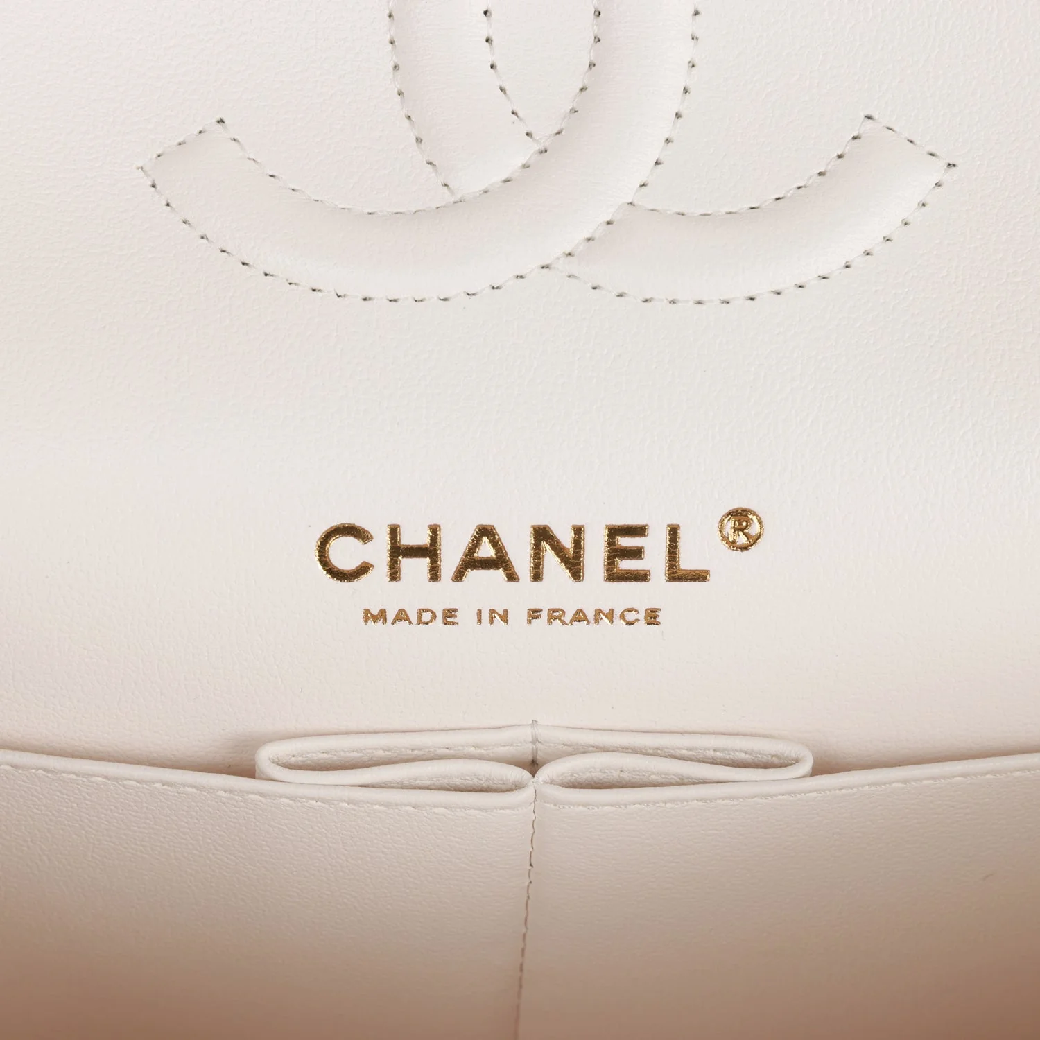 Chanel Medium Classic Double Flap Bag White Caviar Light Gold Hardware