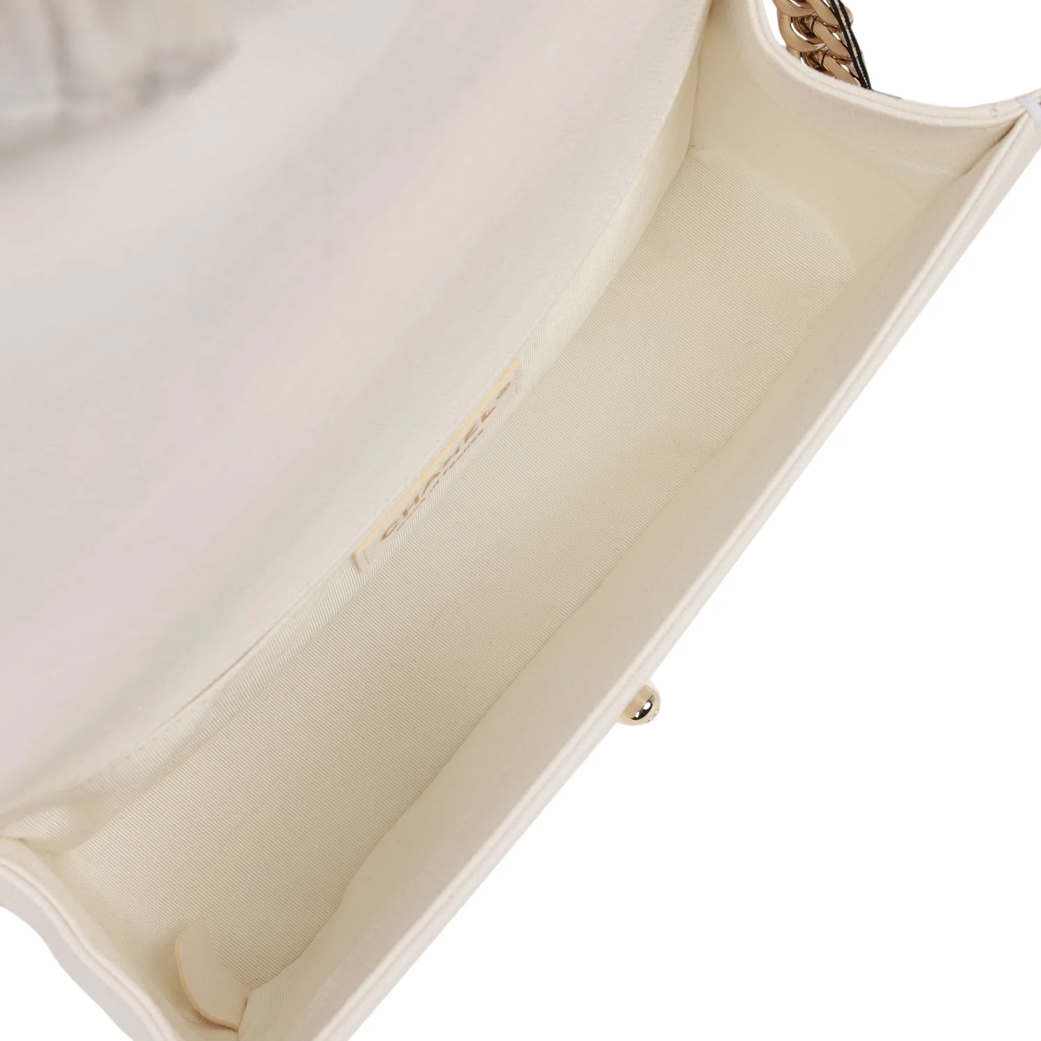 Chanel Medium Boy White Chevron Caviar Light Gold Hardware