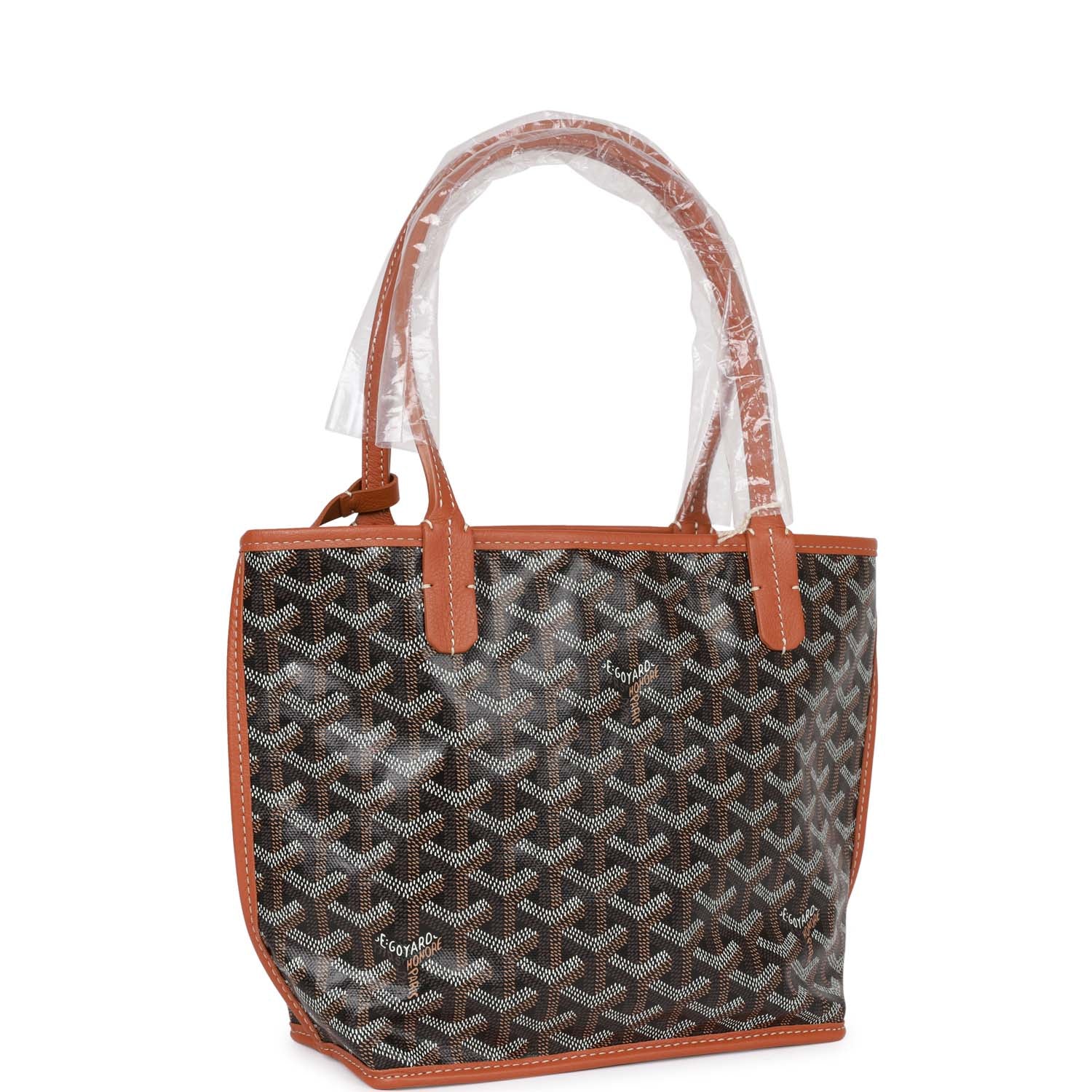Goyard Goyardine Black and Brown Anjou Mini Reversible Tote Bag Palladium Hardware