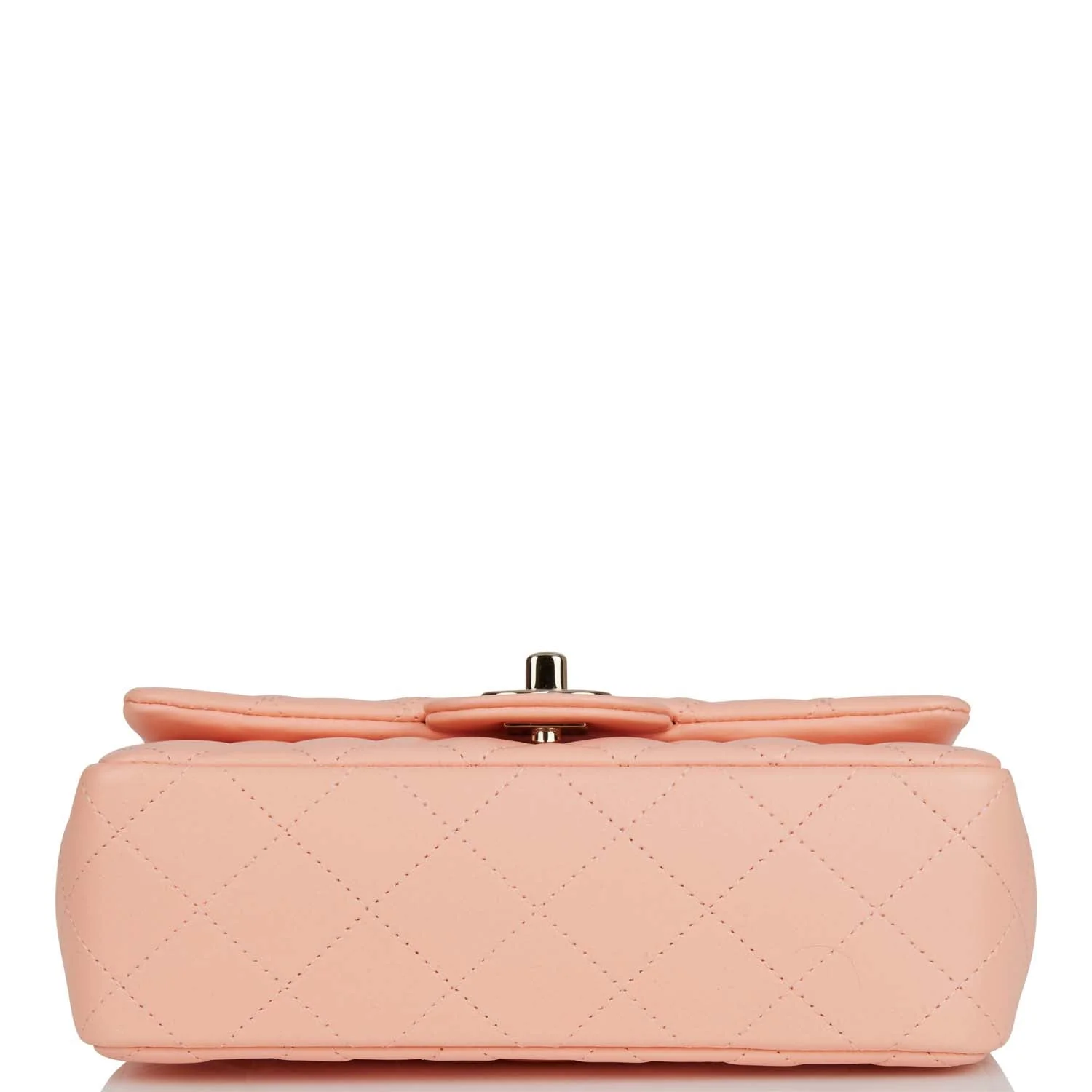 Chanel Mini Rectangular Flap Bag Peach Lambskin Light Gold Hardware