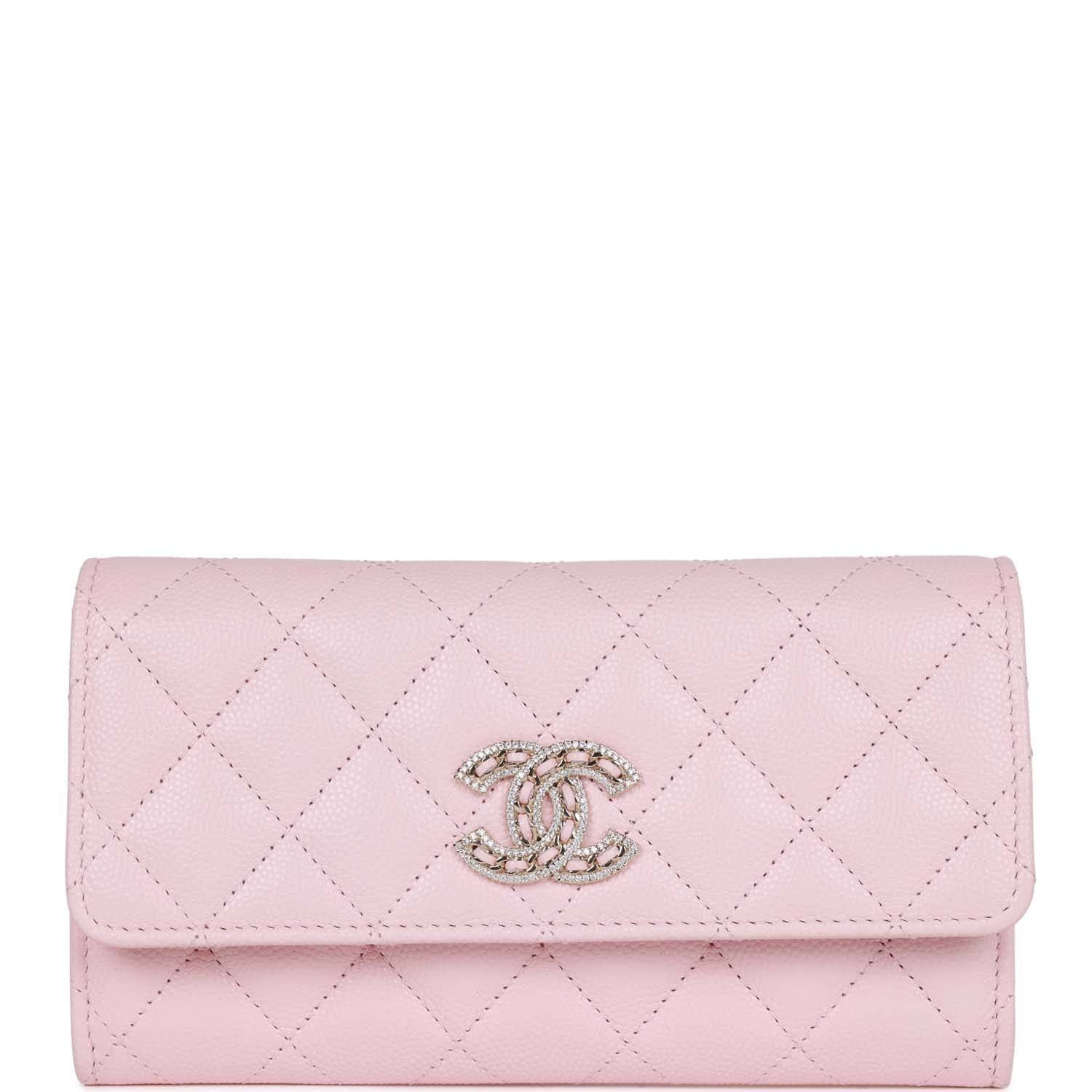 Chanel CC Large Gusset Flap Wallet Pink Caviar Light Gold Hardware