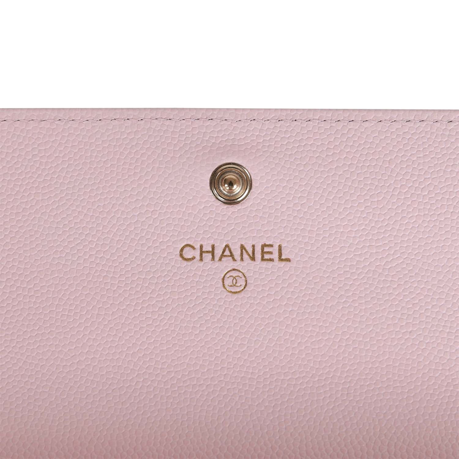 Chanel CC Large Gusset Flap Wallet Pink Caviar Light Gold Hardware