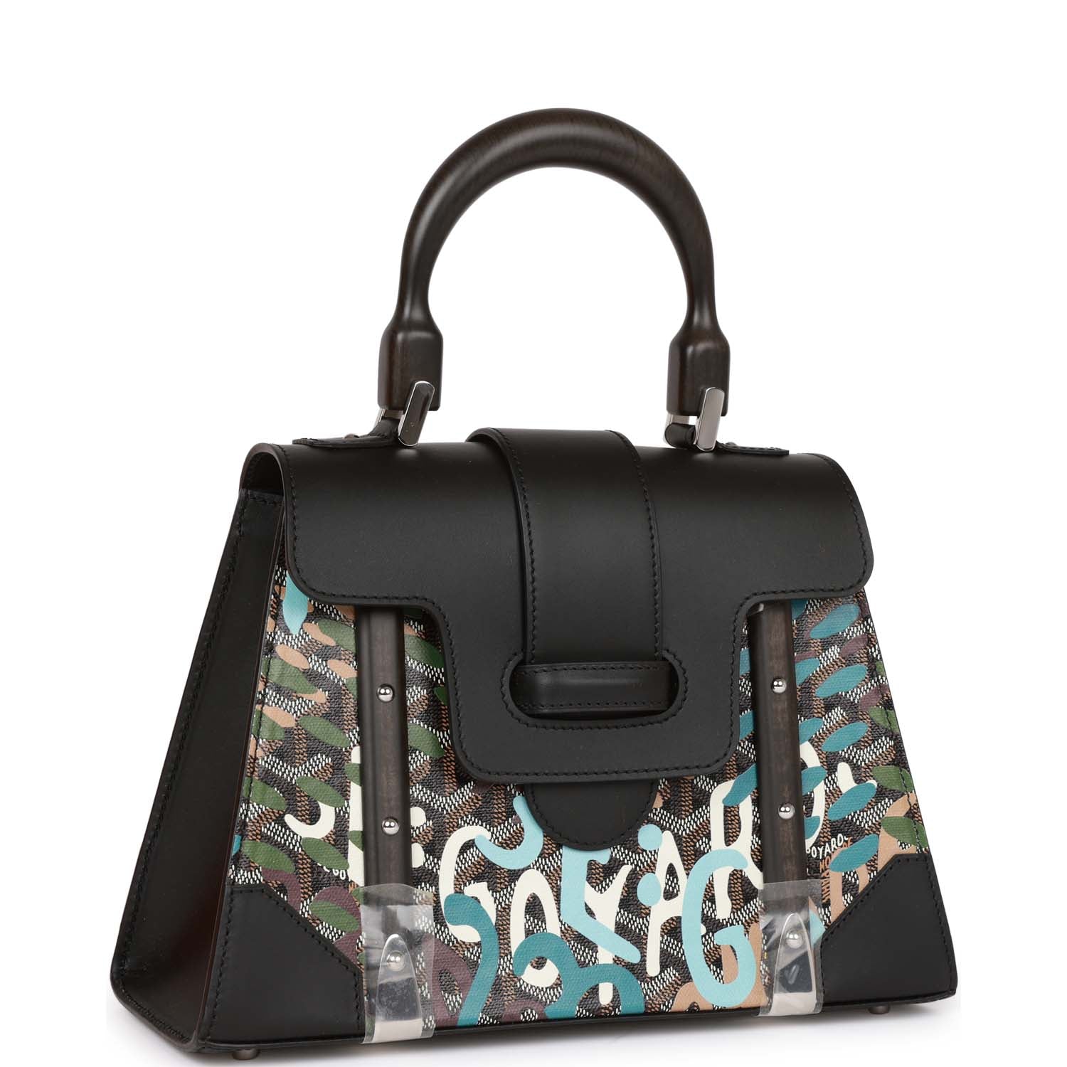 Goyard Saigon Structure PM Bag Lettres Camouflage Blue Motif Palladium Hardware