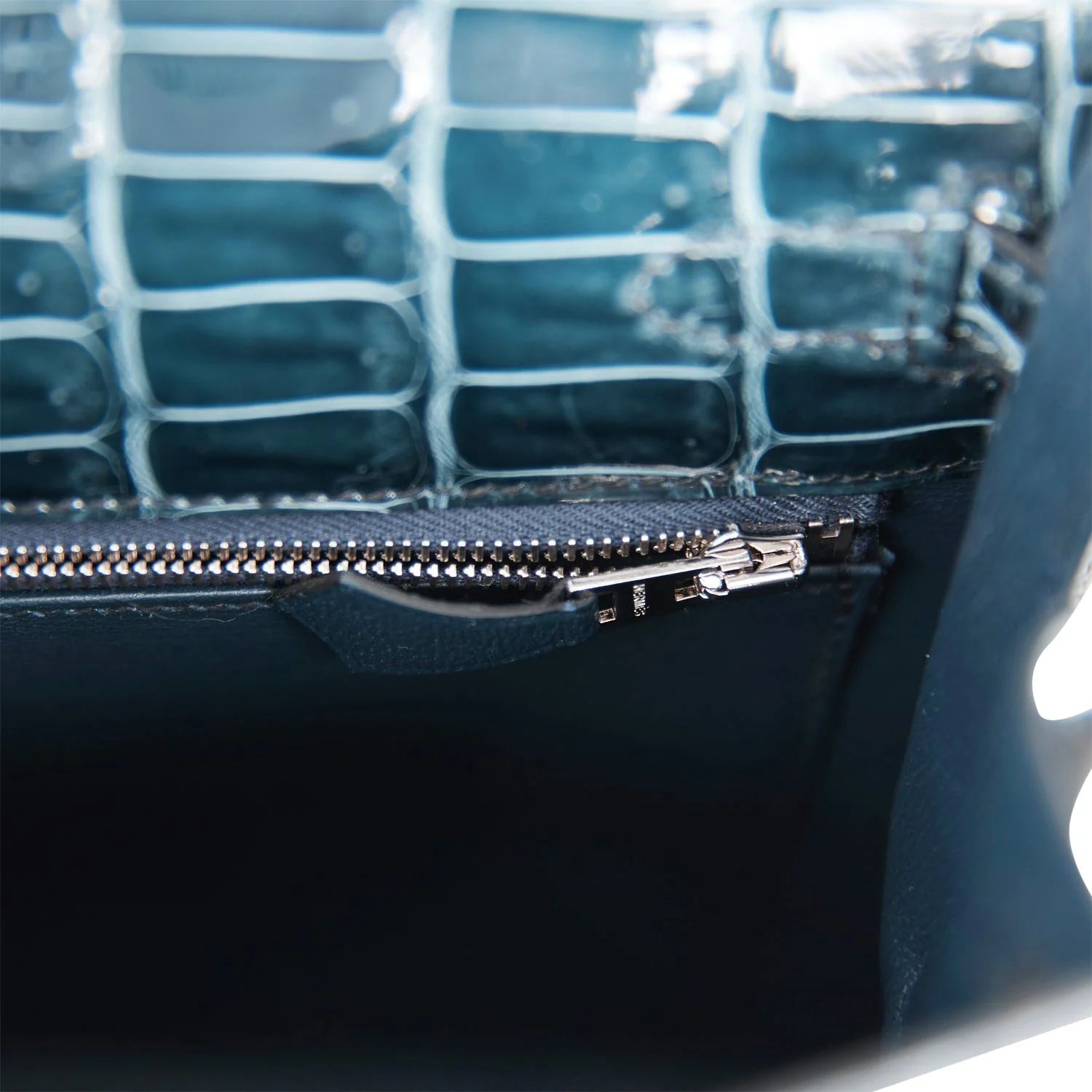 Hermes Kelly Sellier 25 Vert Rousseau Shiny Niloticus Crocodile Palladium Hardware