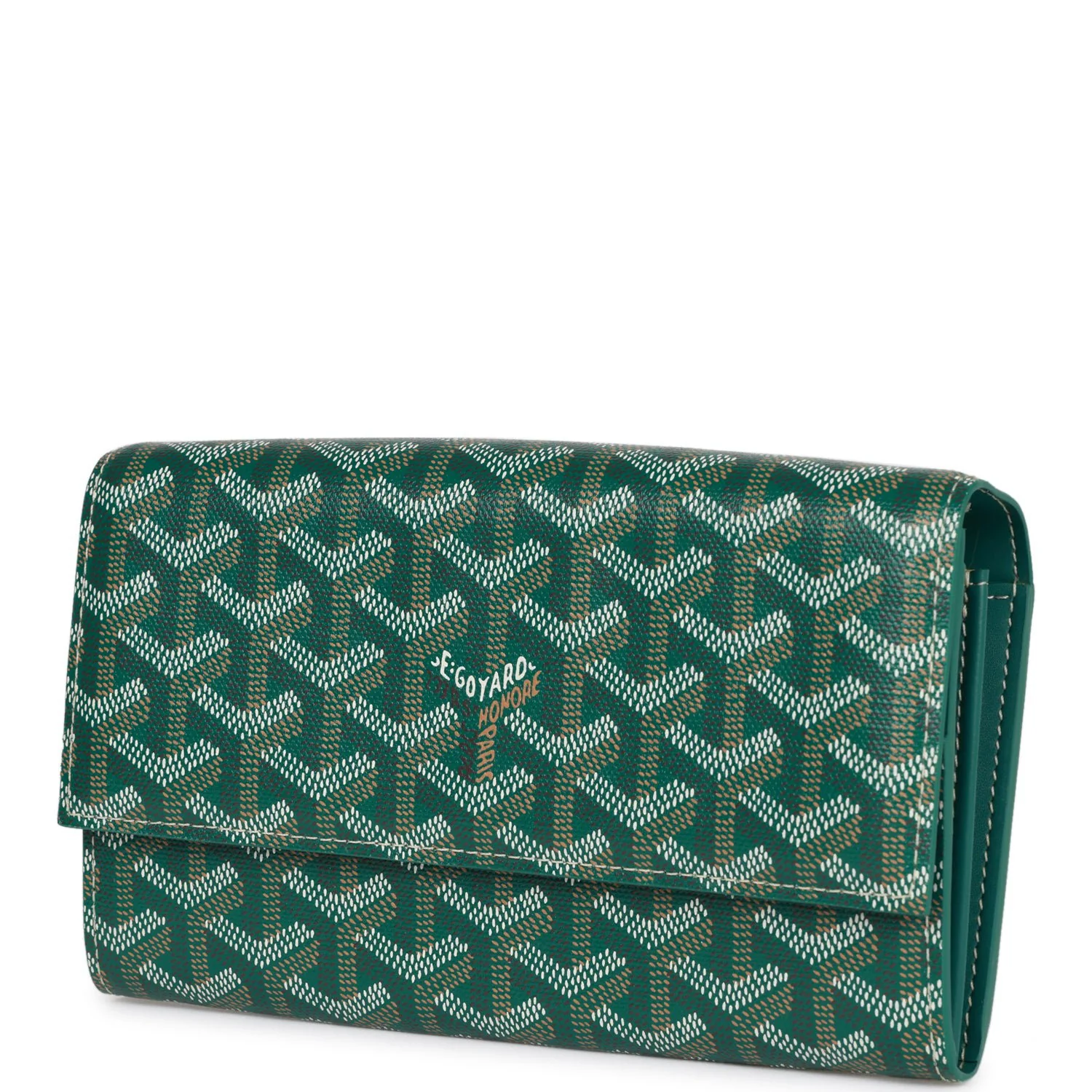 Goyard Goyardine Green Varenne Continental Wallet Bag Silver Hardware