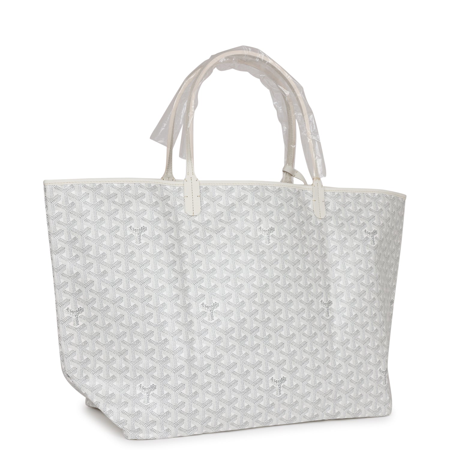 Goyard Goyardine White St. Louis GM Tote Bag Silver Hardware