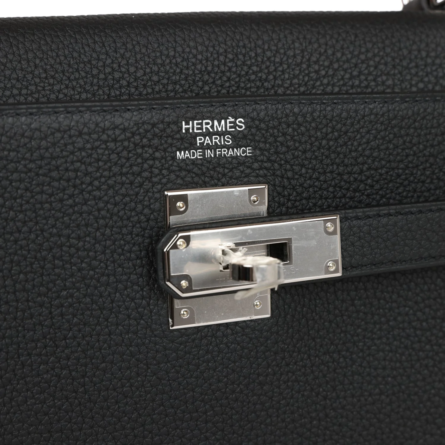 Hermes Kelly Retourne 35 Black Togo Palladium Hardware