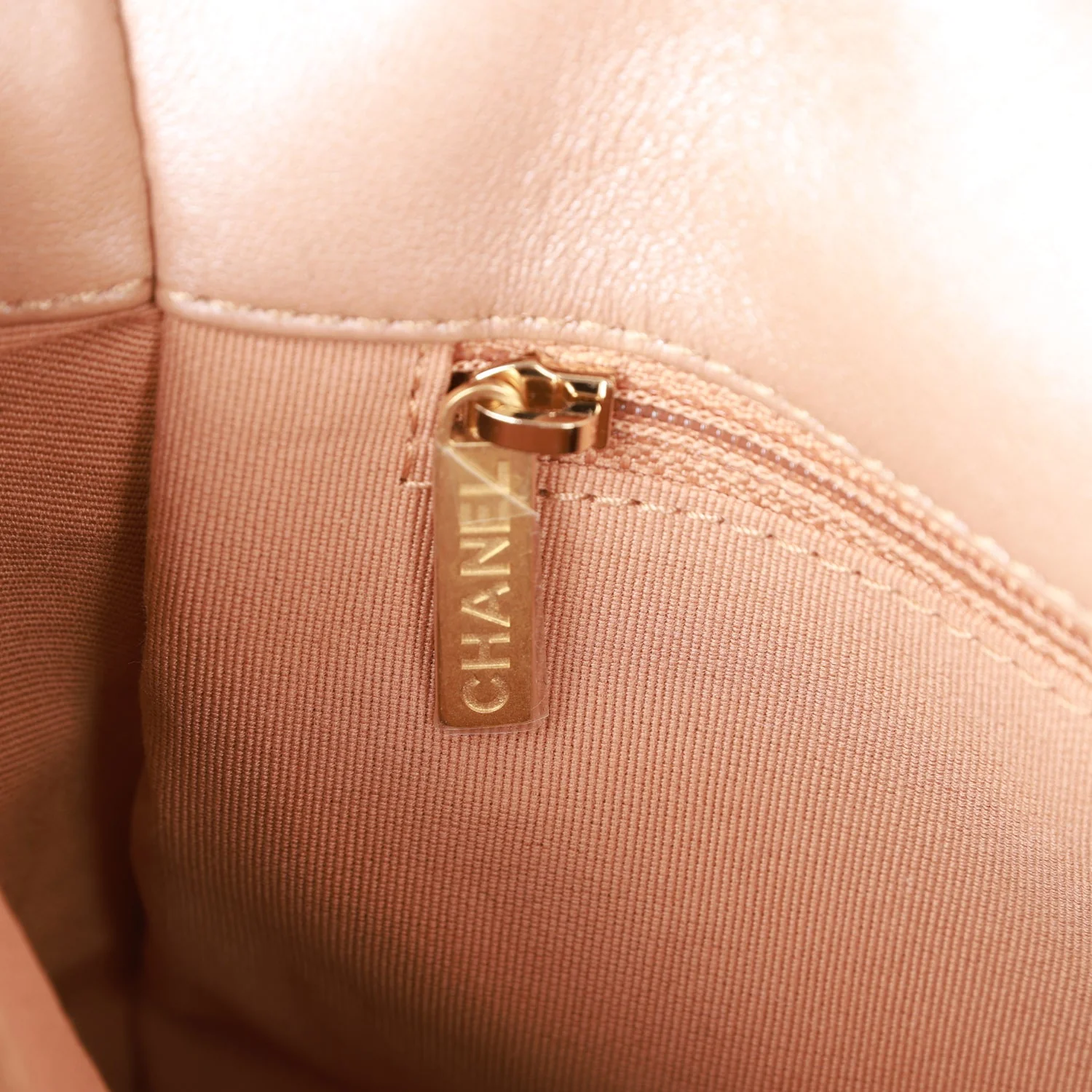 Chanel Medium 19 Flap Bag Beige Iridescent Calfskin Mixed Hardware