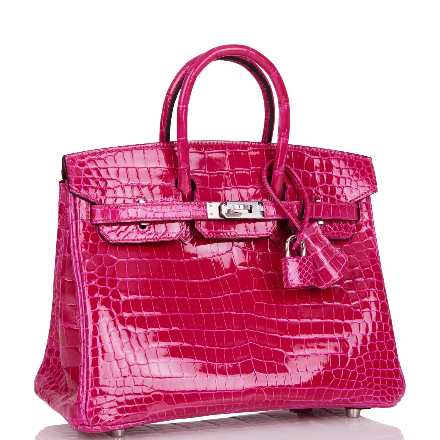Hermes Birkin 25 Rose Mexico Shiny Porosus Crocodile Palladium Hardware