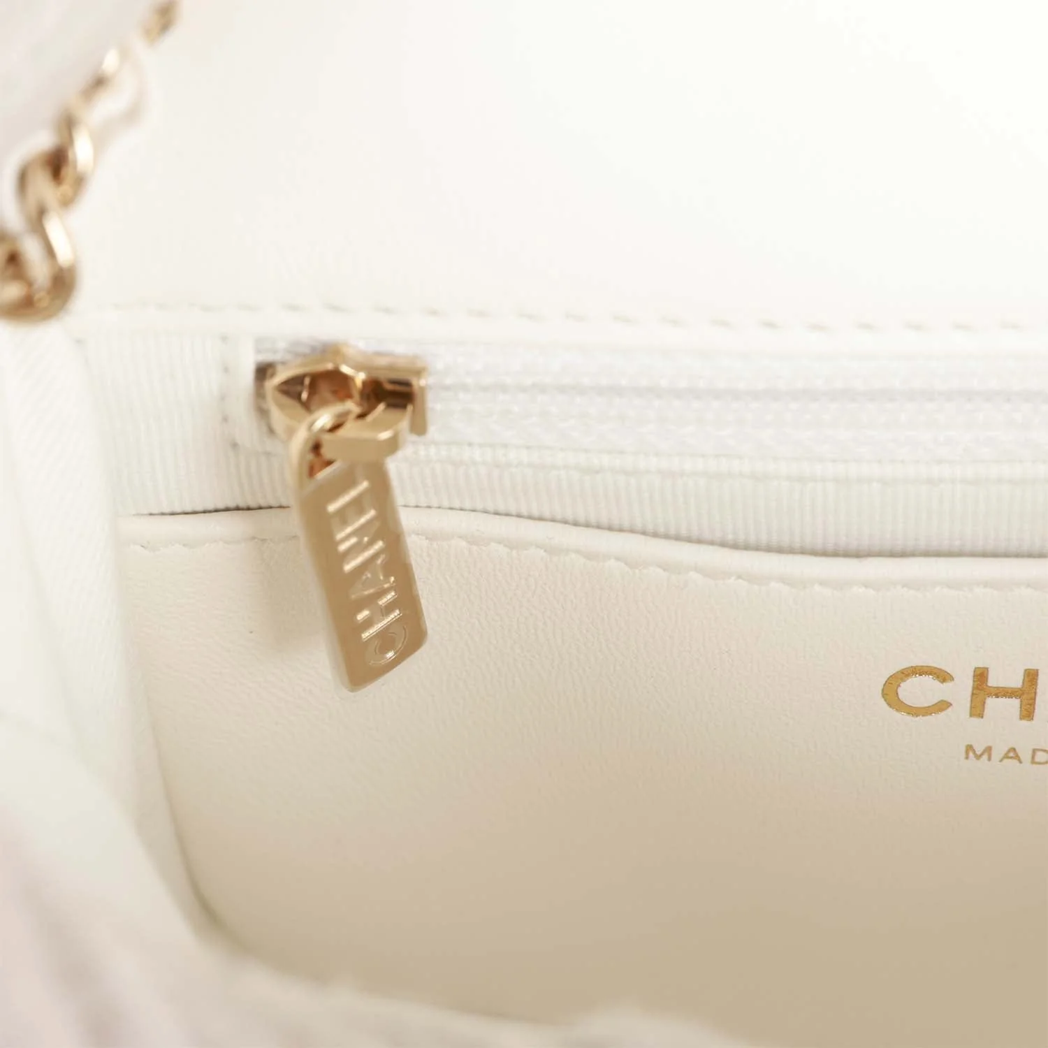 Chanel Sweet Mini Square Flap Bag White Lambskin Light Gold Hardware