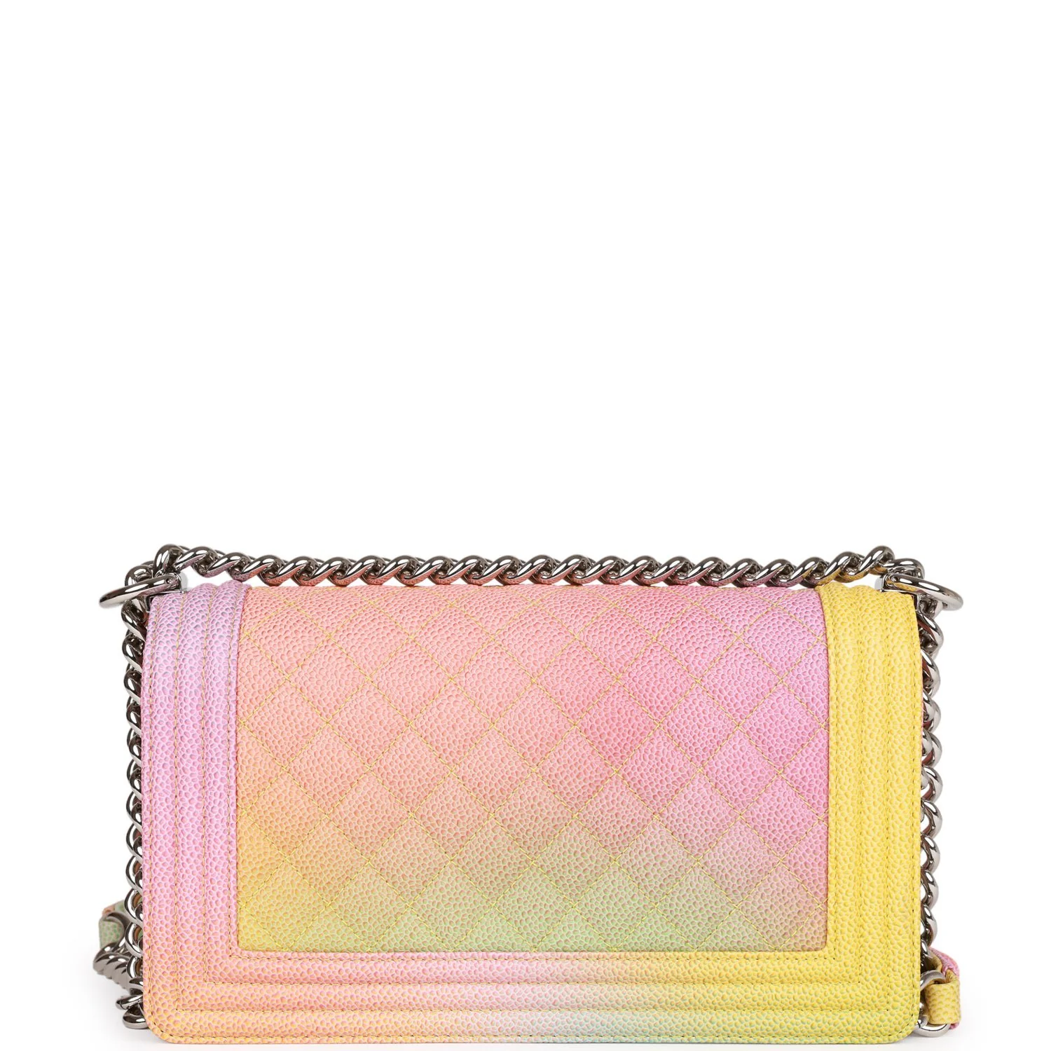 Chanel Medium Boy Bag Rainbow Caviar Silver Hardware