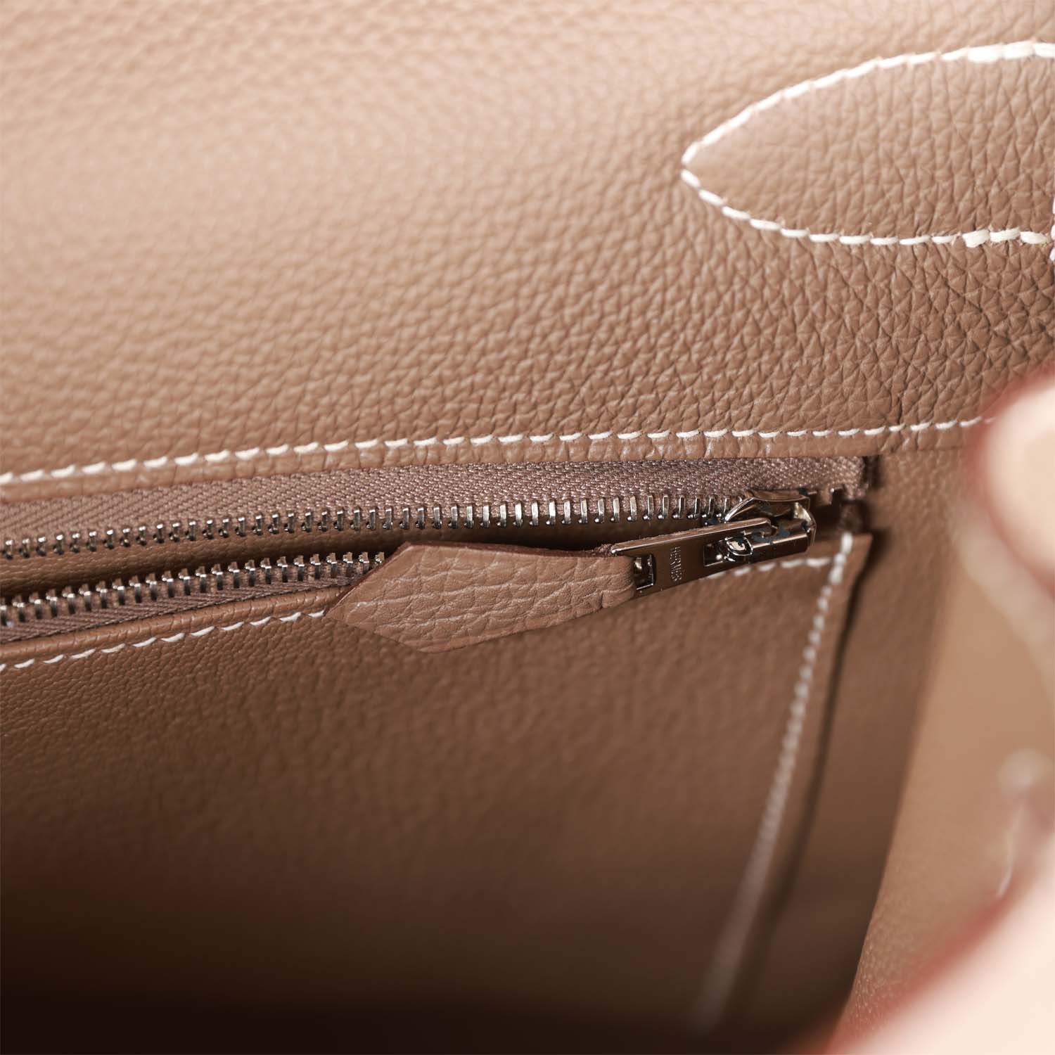 Pre-owned Hermes Kelly Retourne 40 Etoupe Togo Palladium Hardware