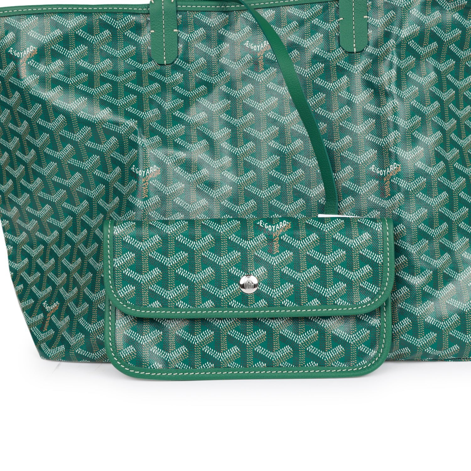 Goyard Goyardine Green St. Louis PM Tote Bag Silver Hardware