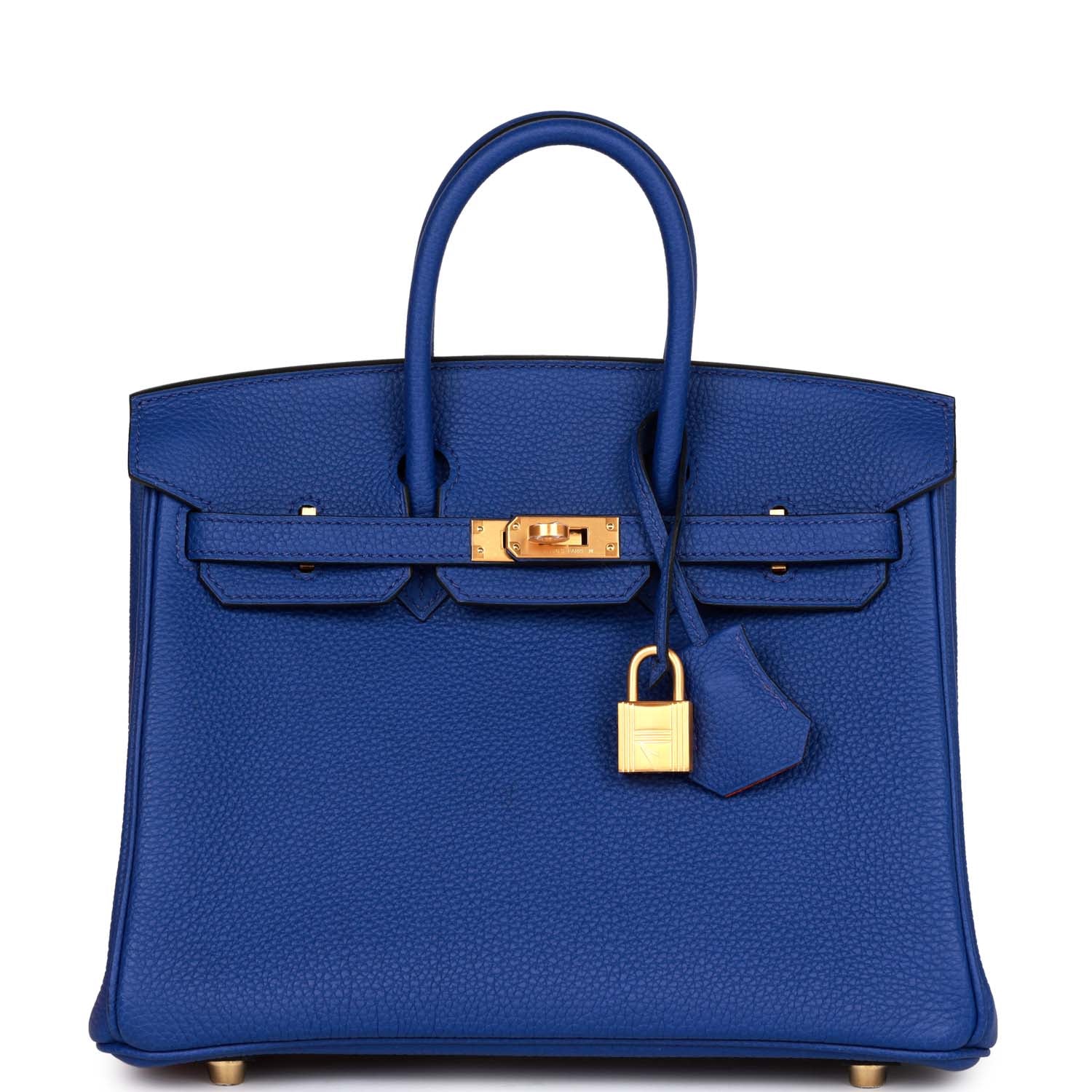 Hermes Special Order (HSS) Birkin 25 Bleu Electric Verso Togo Brushed Gold Hardware