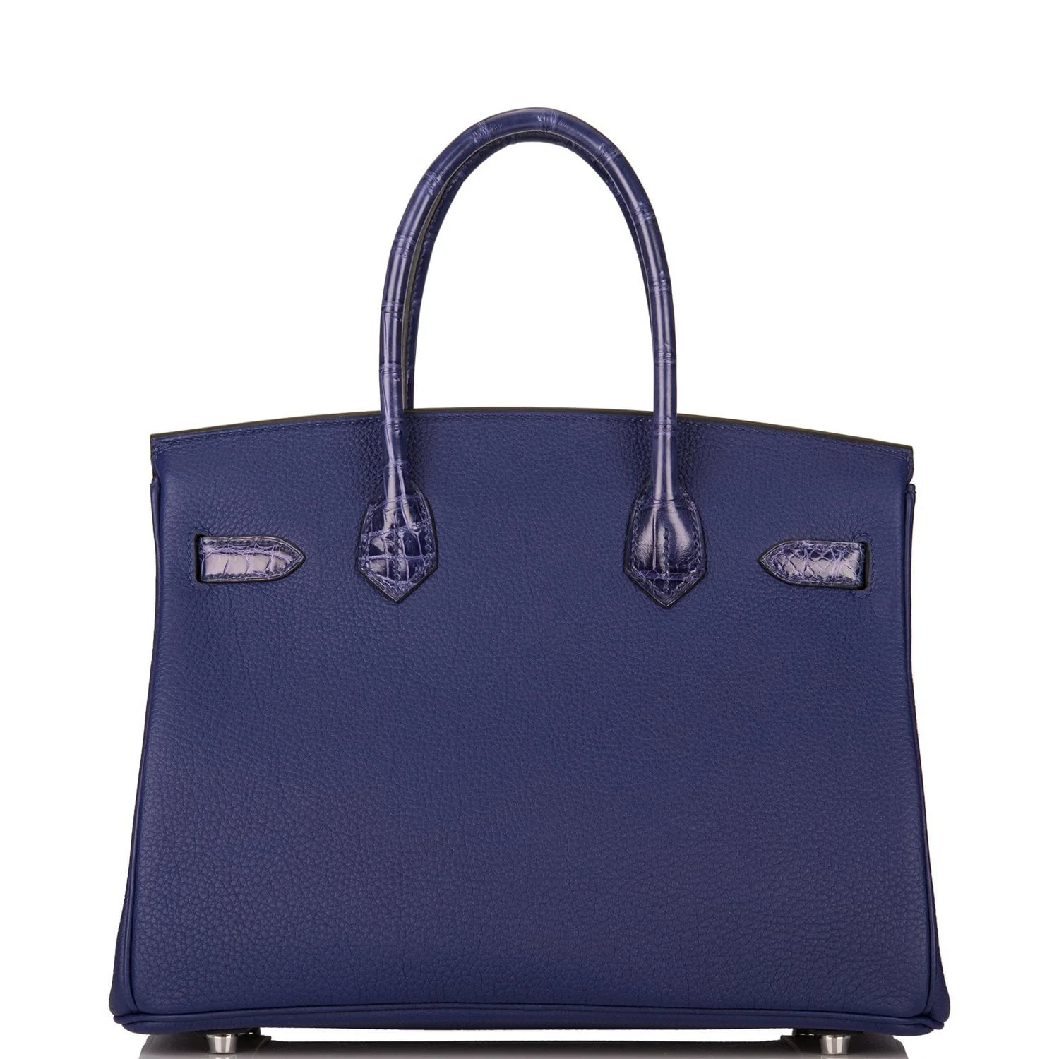 Hermes Bleu Encre Shiny Niloticus Crocodile/Togo Birkin Touch 30cm Palladium Hardware