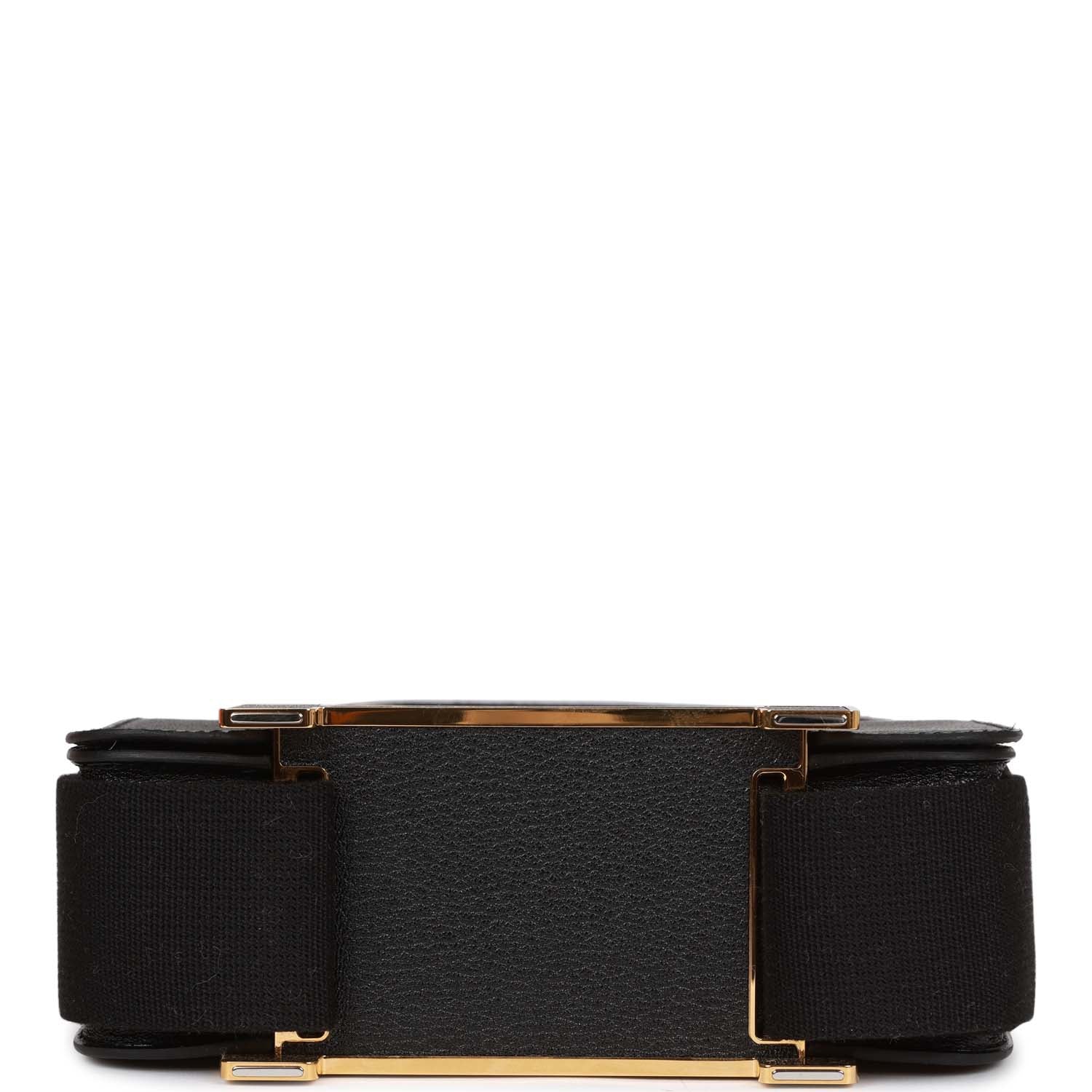 Hermes Geta Black Chevre Gold Hardware