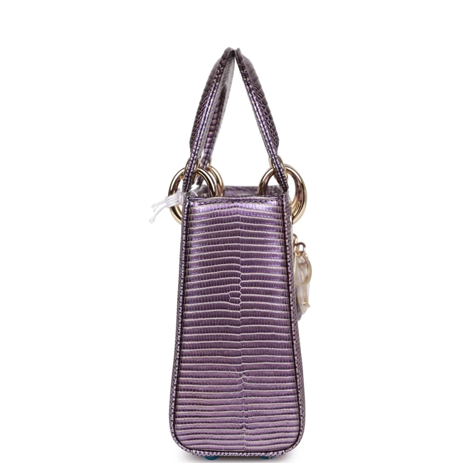 Christian Dior Mini Lady Dior Purple Iridescent Salvator Lizard Light Gold Hardware