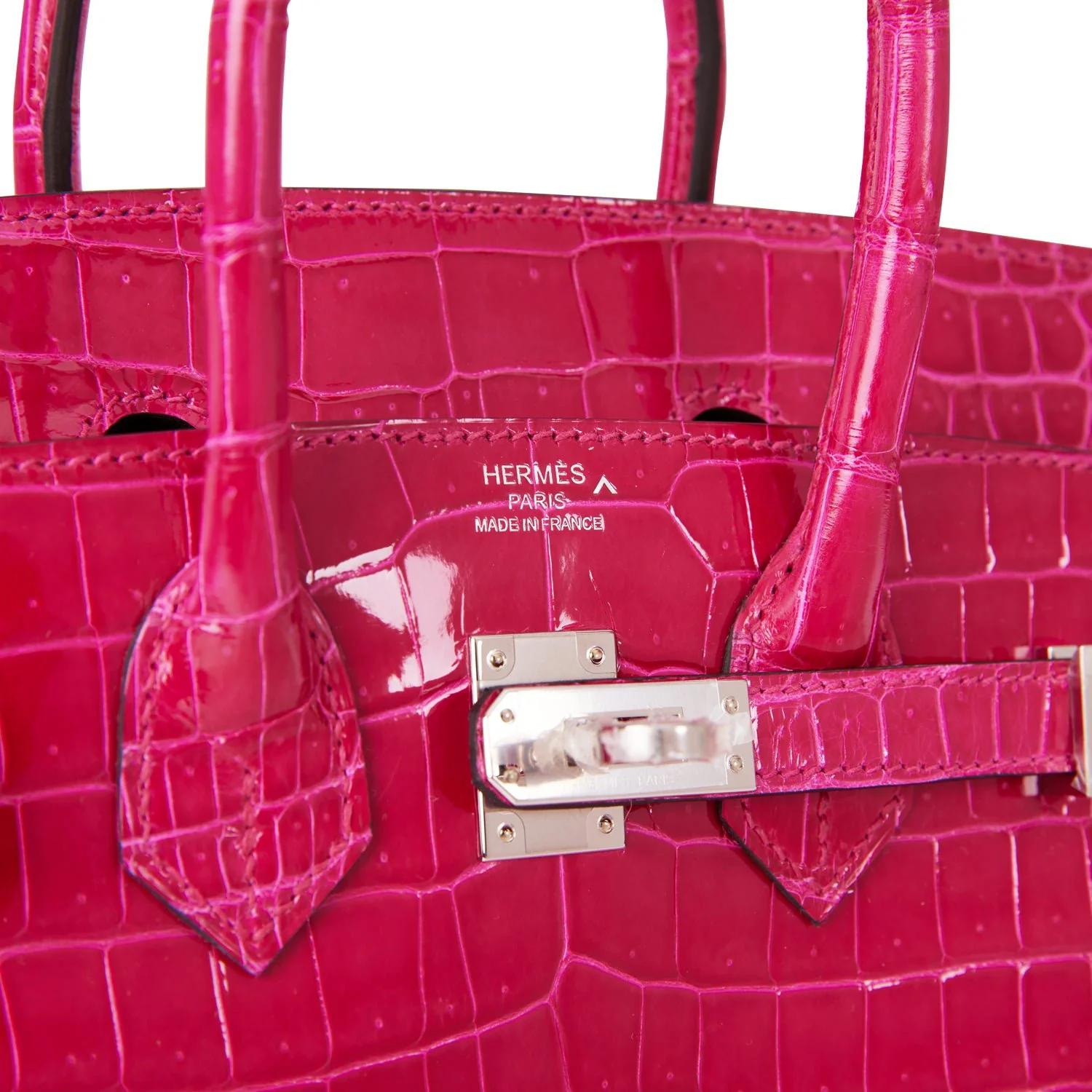 Hermes Birkin 25 Rose Mexico Shiny Porosus Crocodile Palladium Hardware