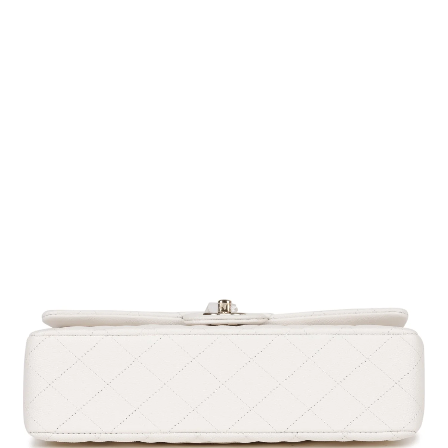 Chanel Medium Classic Double Flap Bag White Caviar Light Gold Hardware