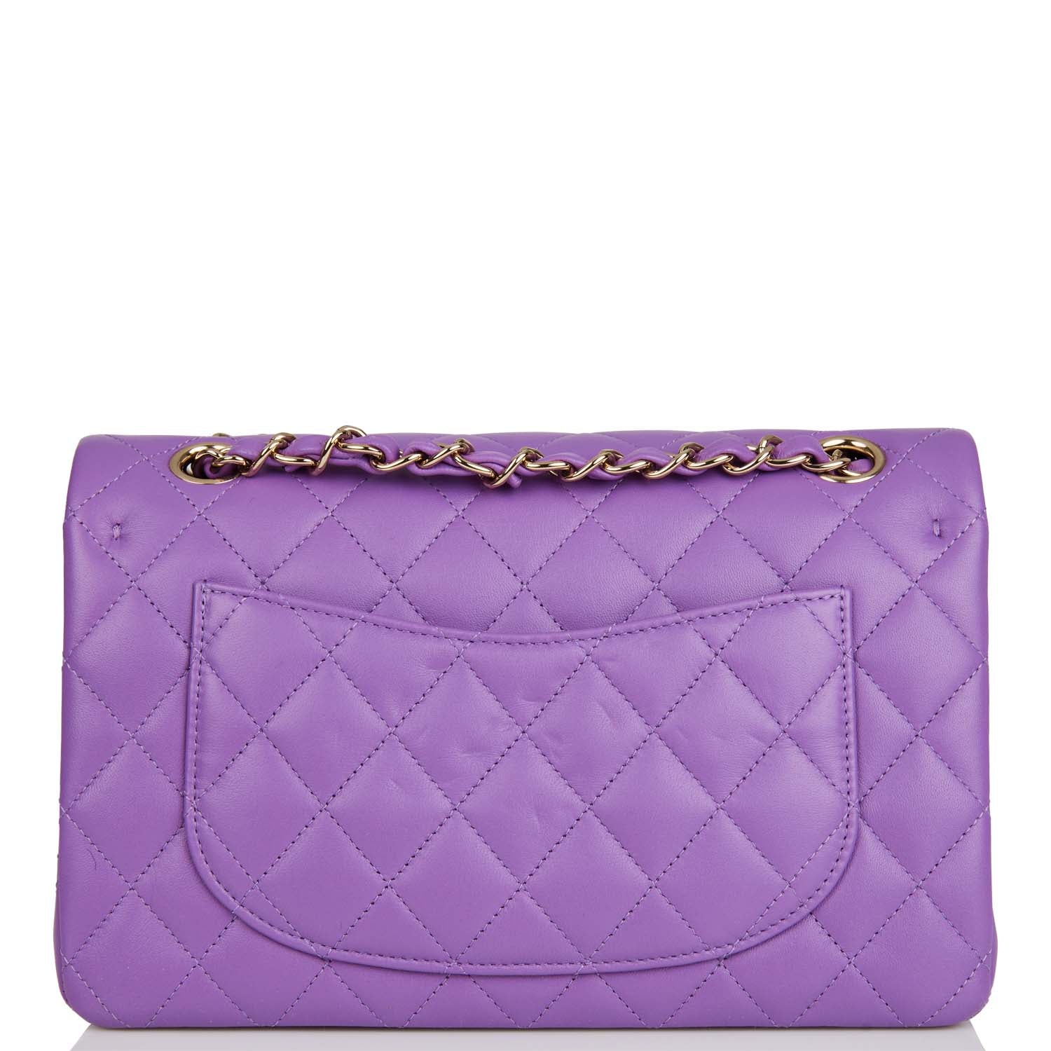 Chanel Small Classic Double Flap Bag Purple Lambskin Light Gold Hardware