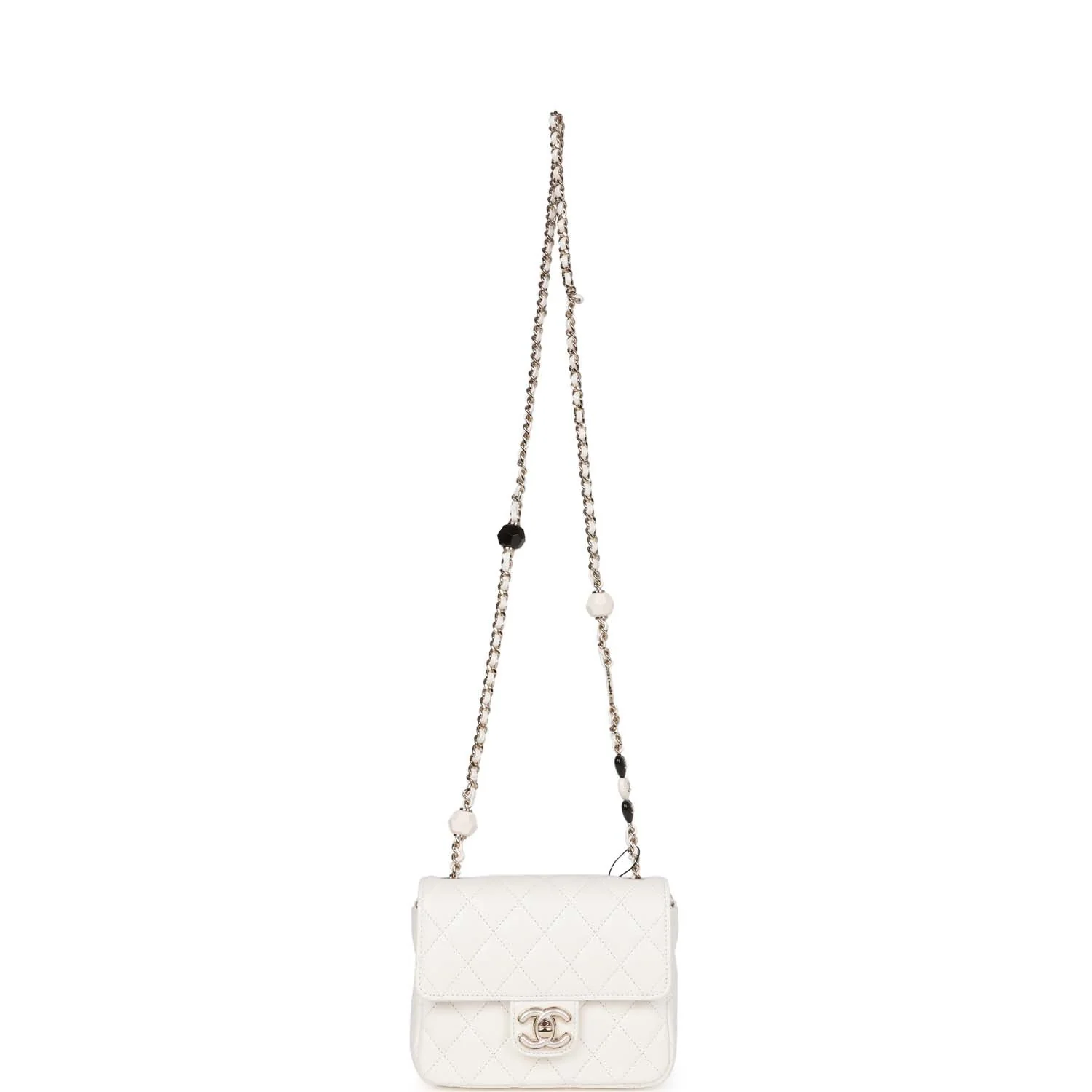 Chanel Sweet Mini Square Flap Bag White Lambskin Light Gold Hardware